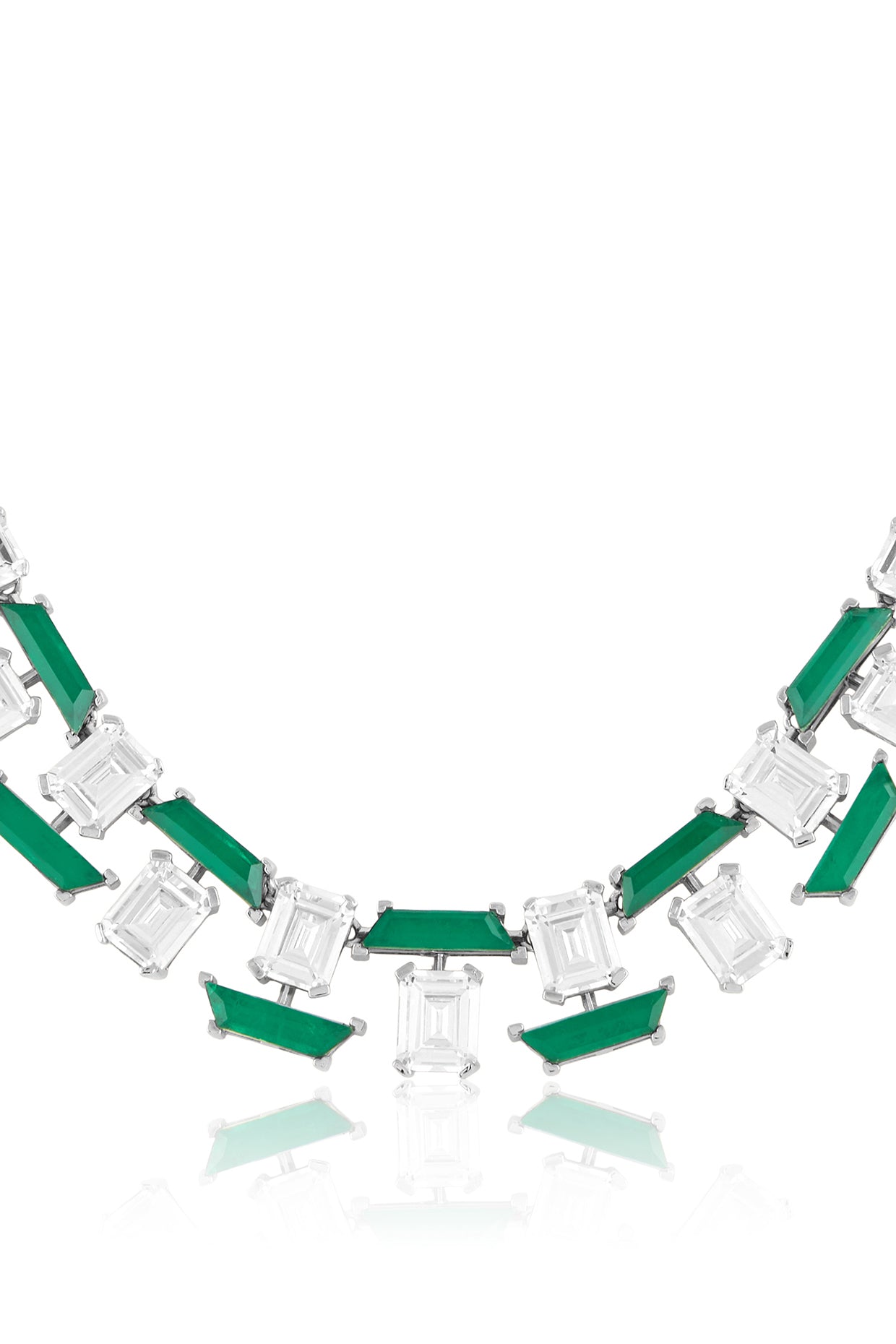 Clara Collar Necklace In Rhodium Plated