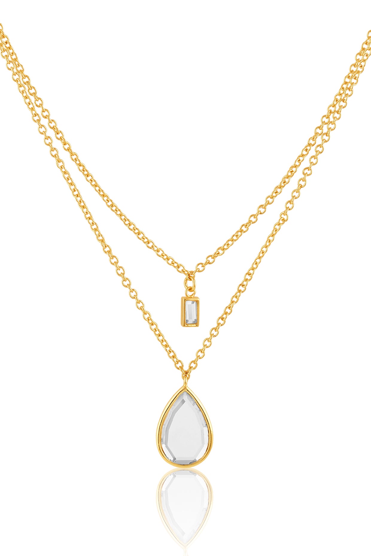 Dew Drop Mirror Layered Pendant 18Kt Gold Plated