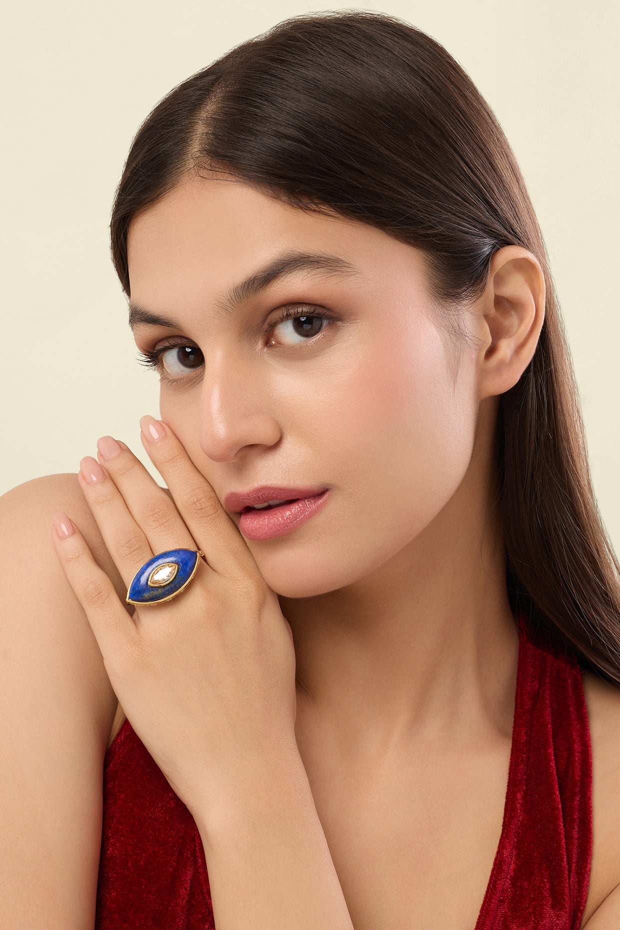 Cosmic Eye Two Finger Ring 18kt Gold Plated