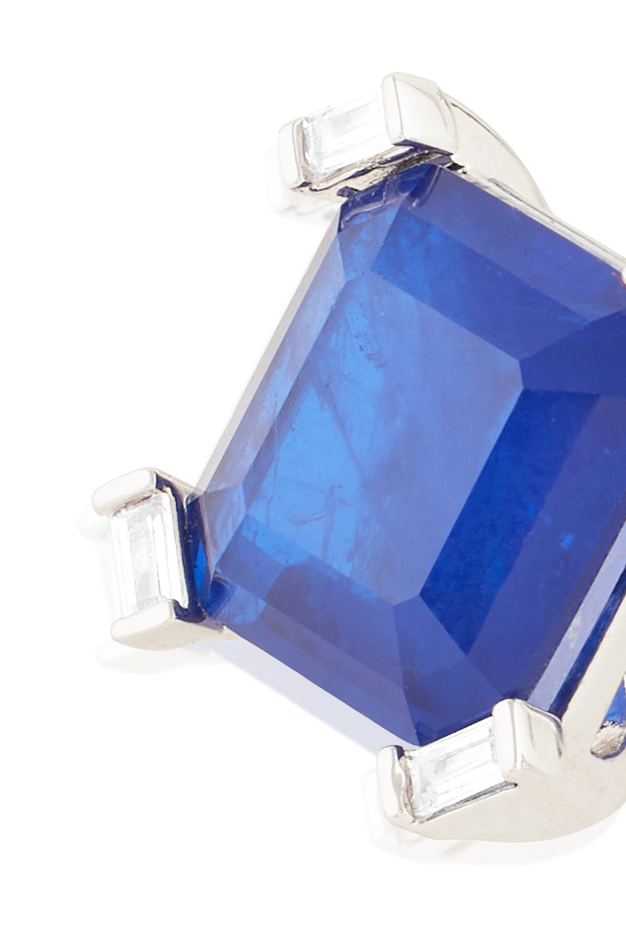 Sapphire Majesty Square Studs In Rhodium Plating