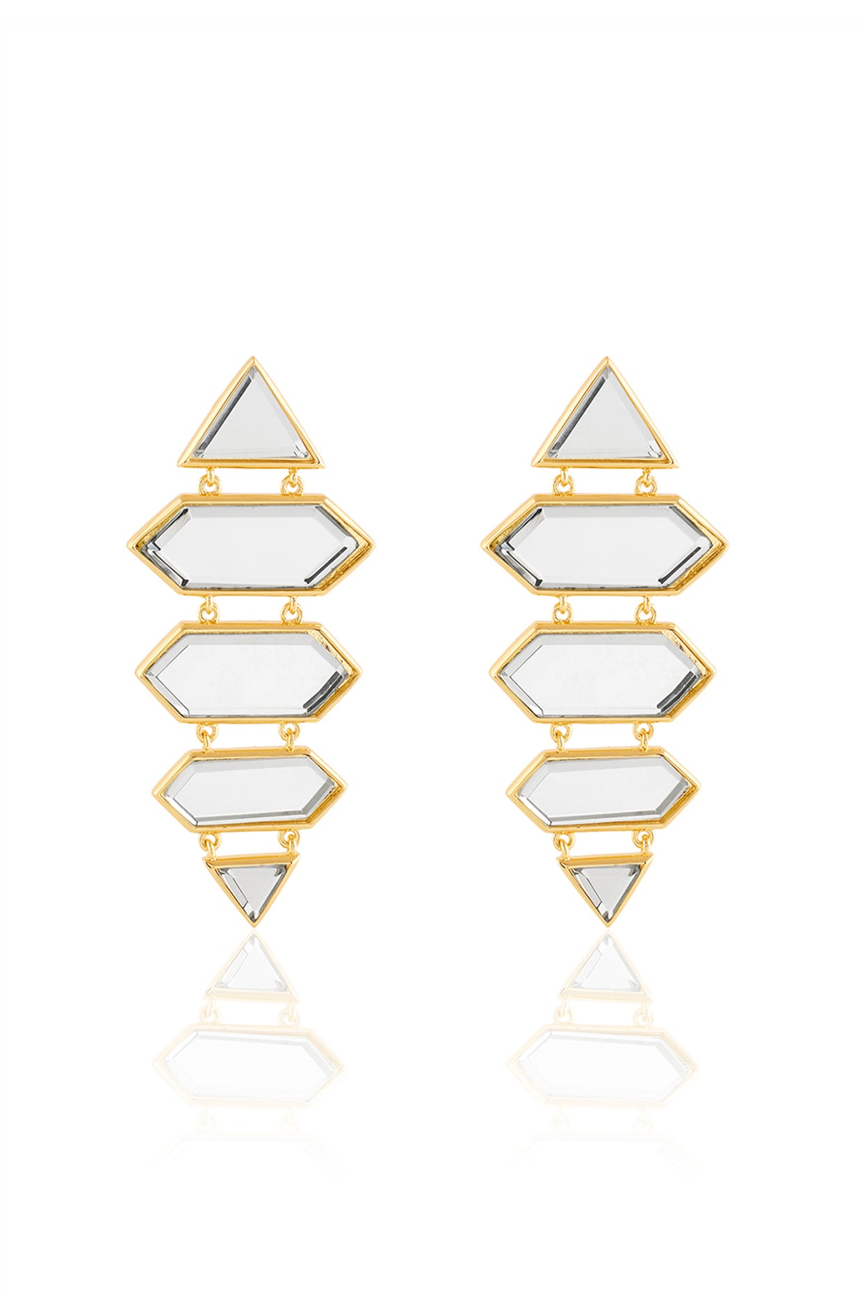 Demi Goddess Dazzle Mirror Earrings 18Kt Gold Plated