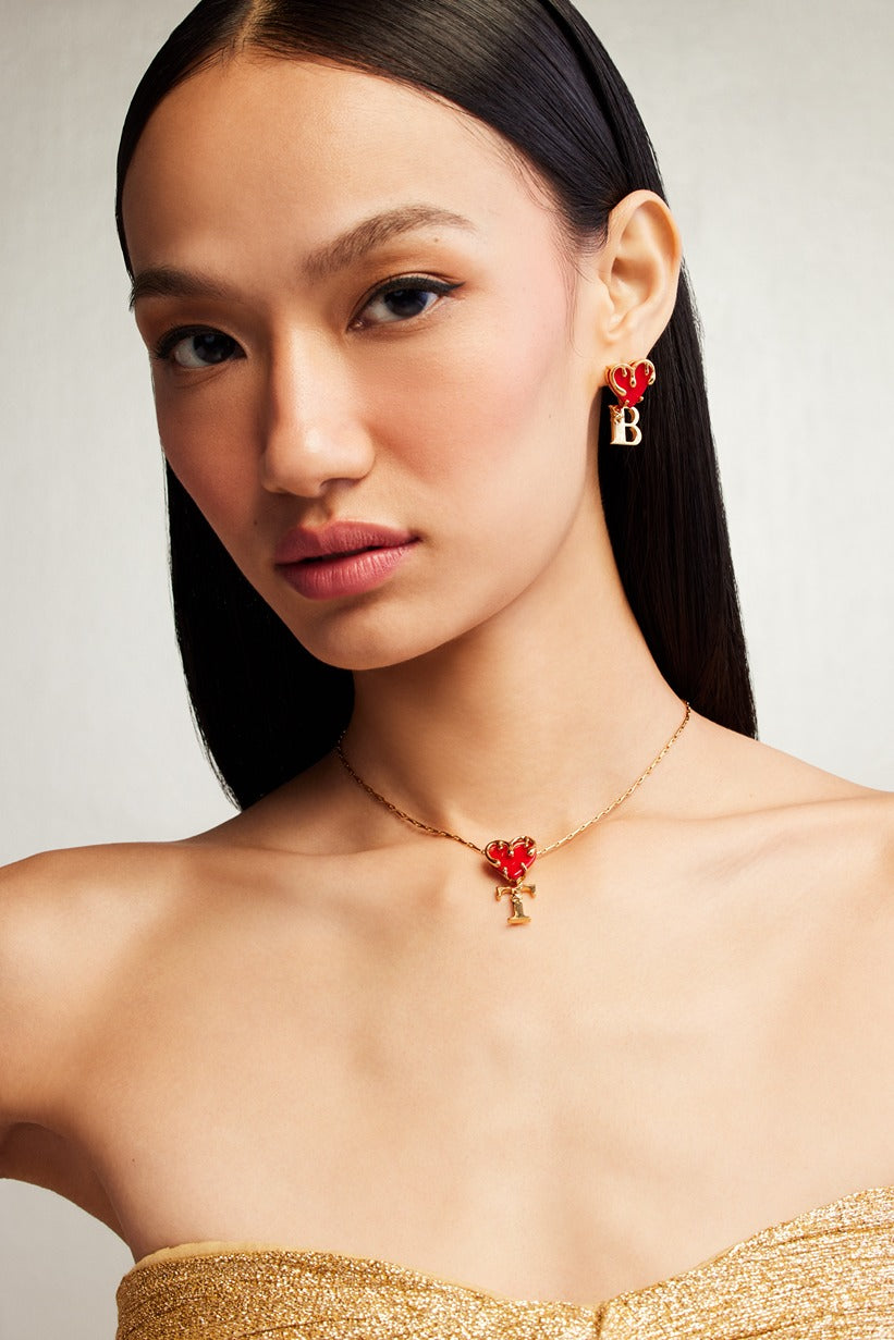 22kt Gold Plated Initial Heart Pendant Necklace