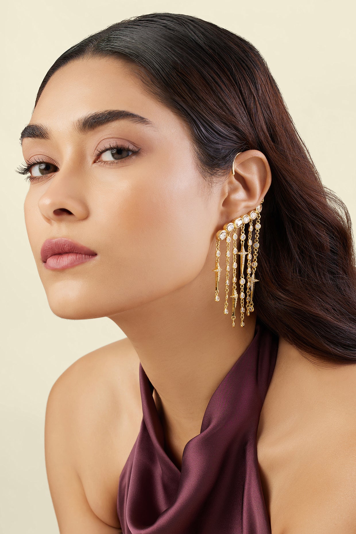 Dhatri's Curtain of Passion Earrings In 18Kt Gold Plated