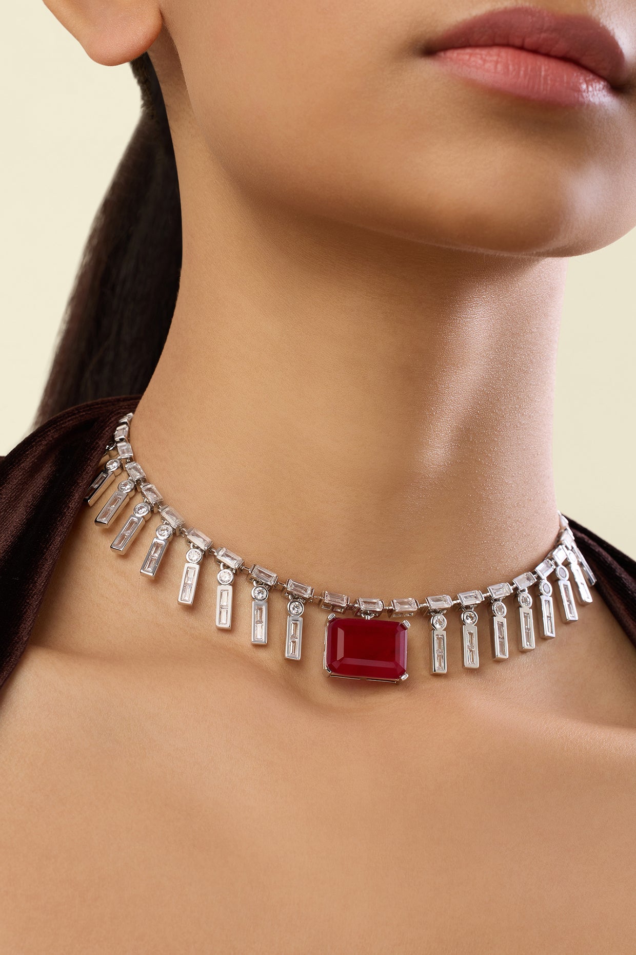 Florence Charm Necklace In Rhodium Plated