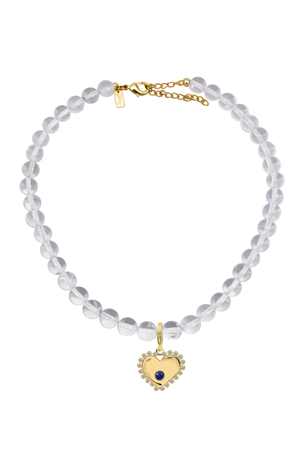 18Kt Gold Plated Bubble Studded Heart Charm Necklace