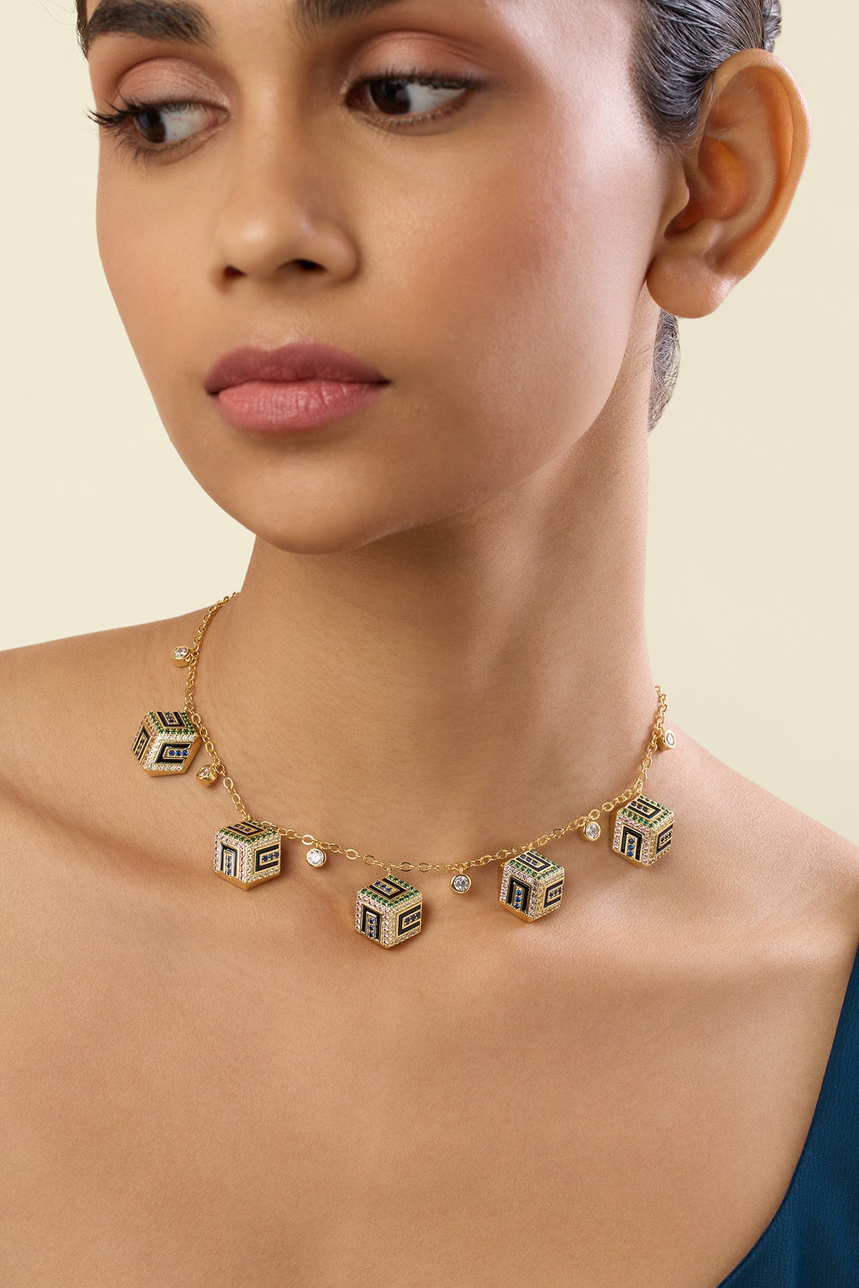 Miscara Charm Necklace In 18Kt Gold Plated