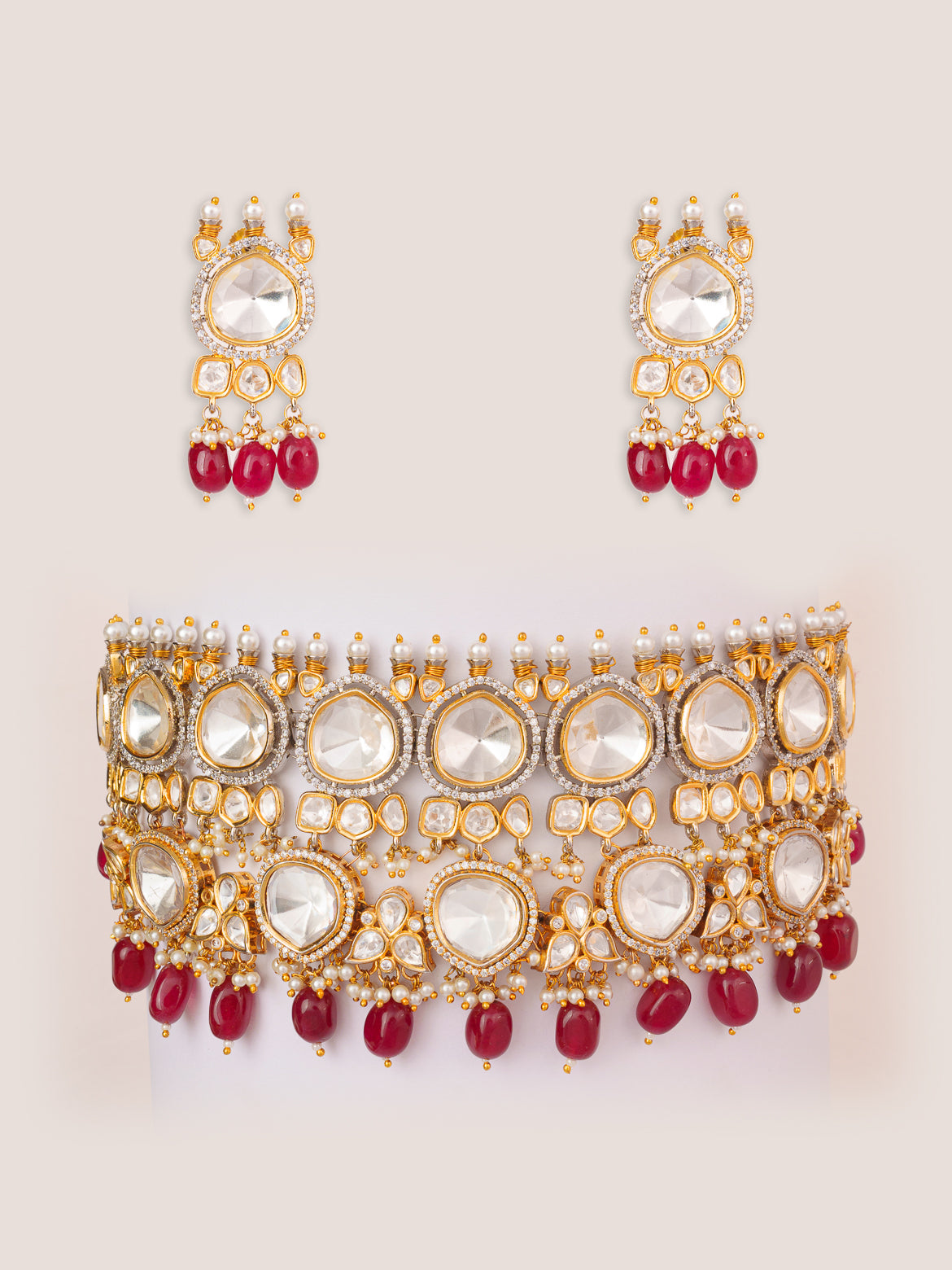 Sheya Red Polki Kundan Choker
