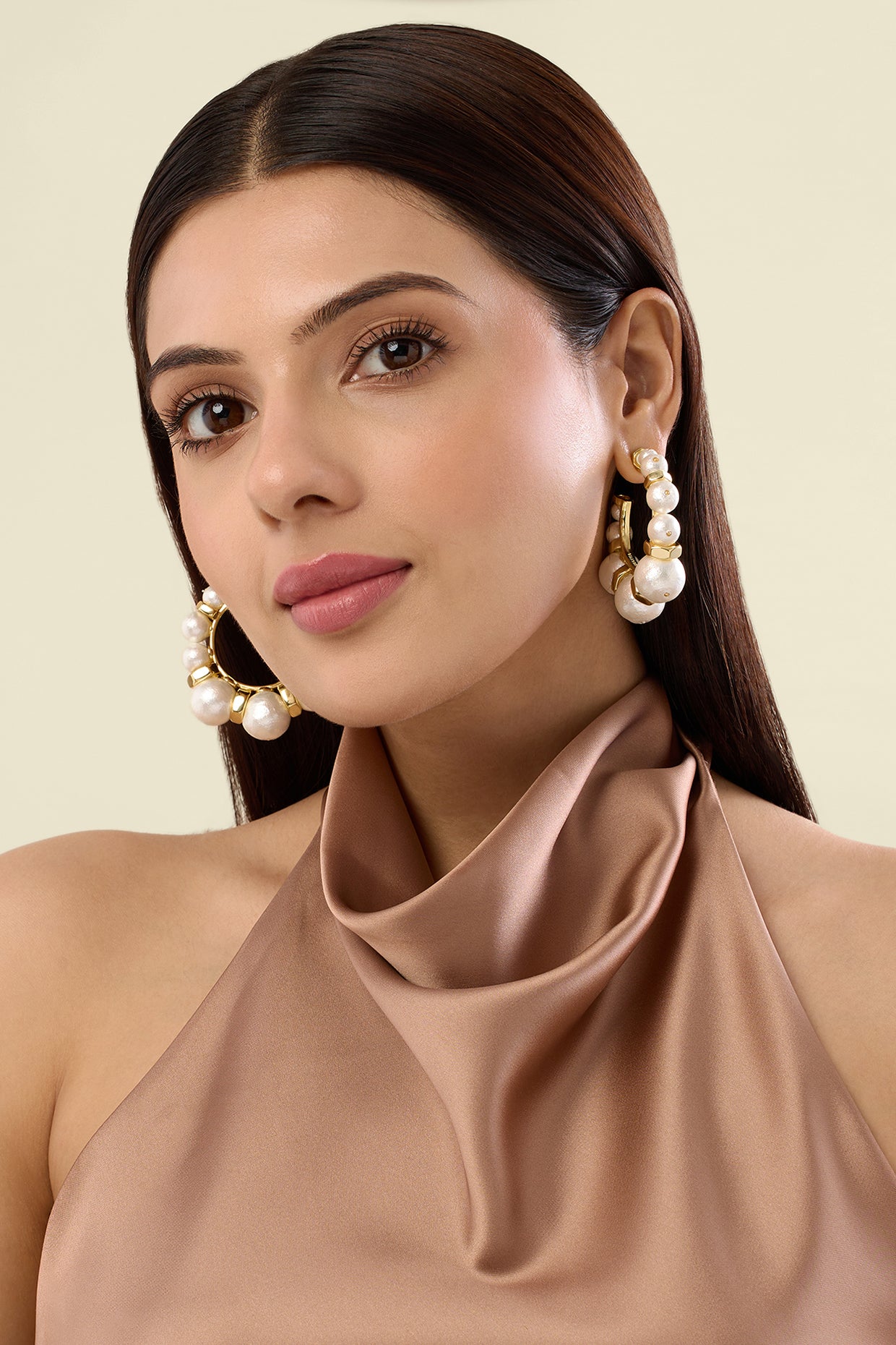 Gold Bolt and Pearl Hoop 18Kt Gold Plated