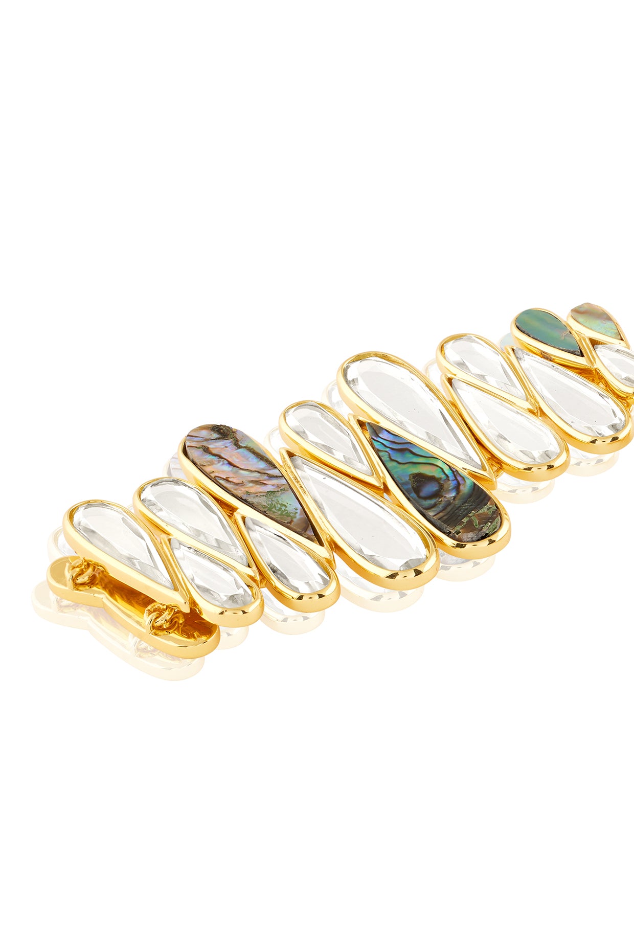 Demi Goddess Mother of Pearl & Mirror Cascading Earring 18Kt Gold Plated