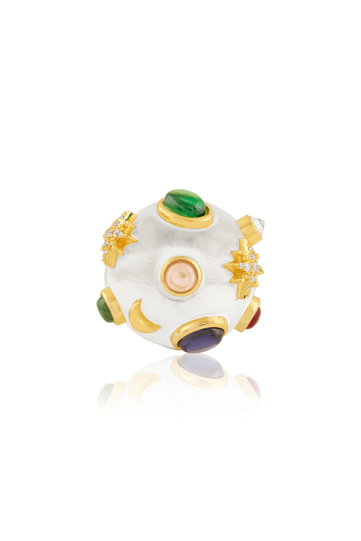 Omna's Moonrock Statement Ring In 18Kt Gold Plated