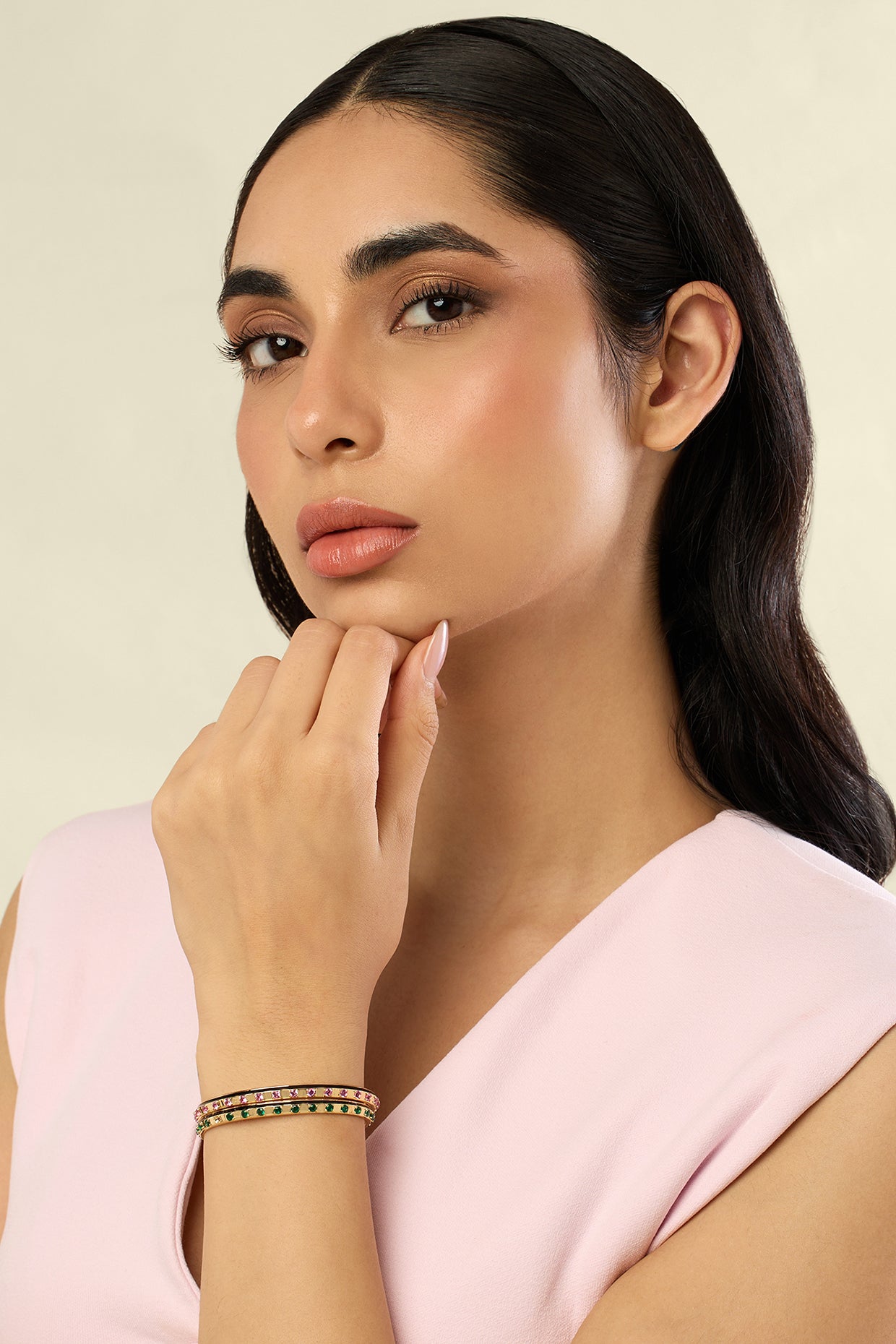 Karma Clash Cuff In 18kt Gold Plated