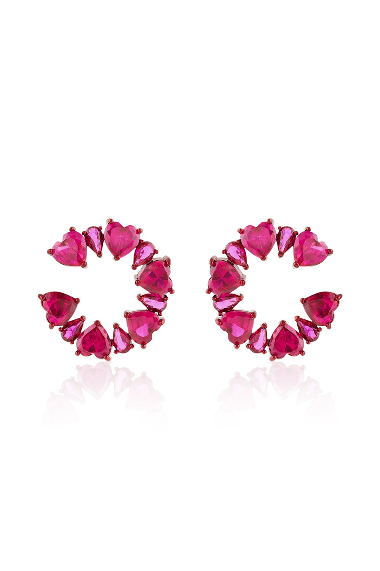 Crimson Halo Studs In Rhodium Plating
