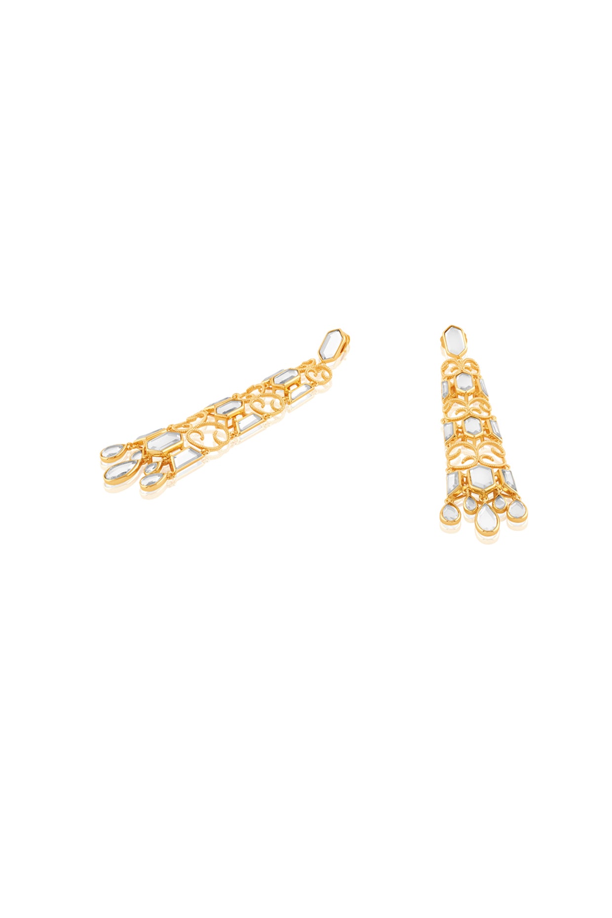 Vento Statement Danglers In 18Kt Gold Plated