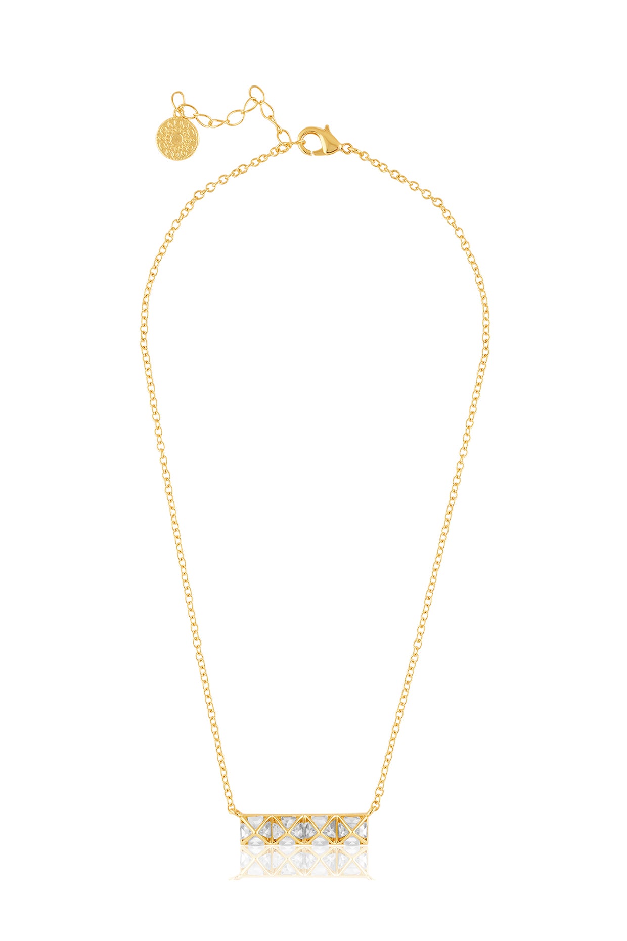 Pyramid Mirror Pendant Necklace 18Kt Gold Plated