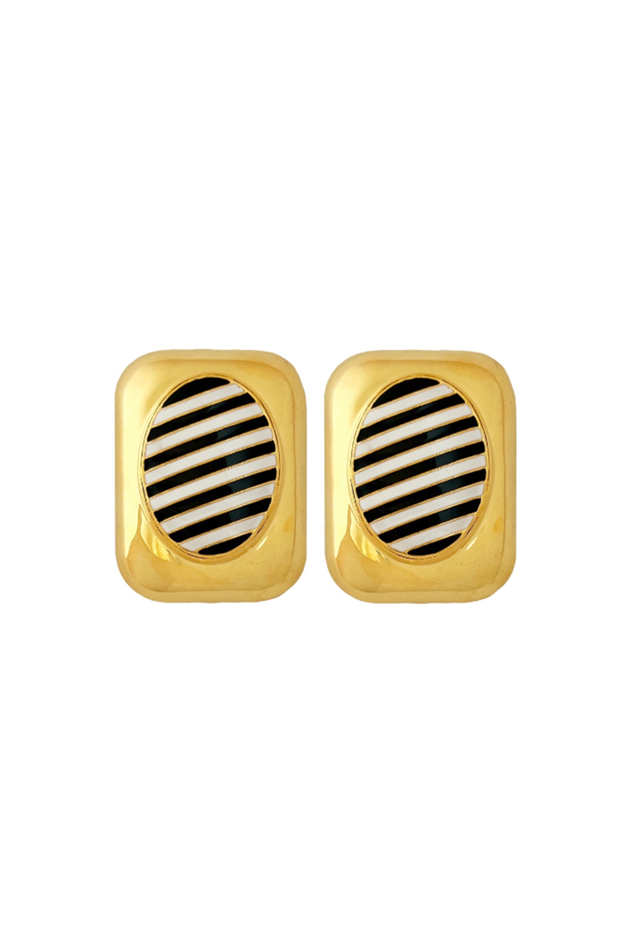 Black And White Stripes Studs