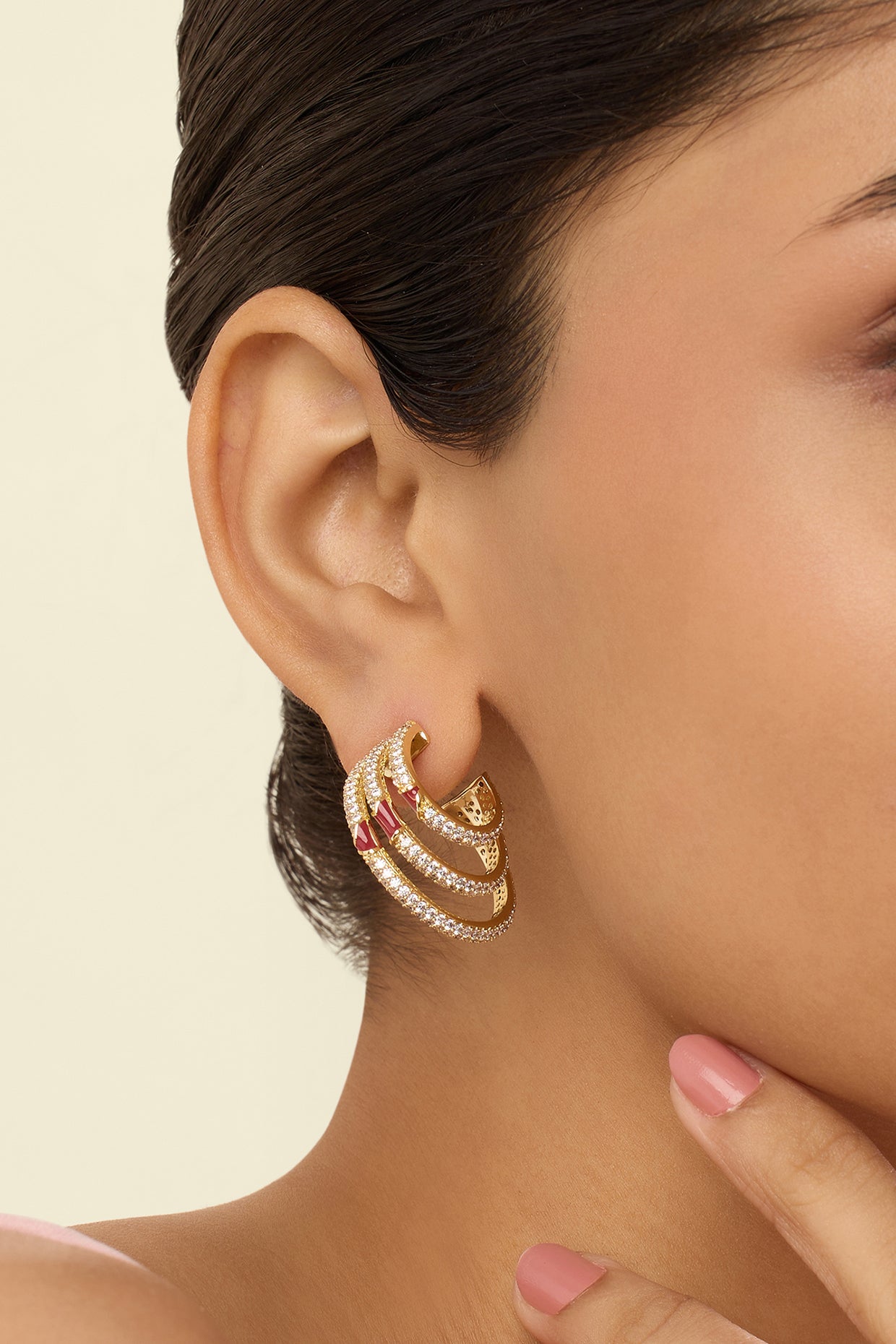 Eclipta Triple Hoops In 18Kt Gold Plated