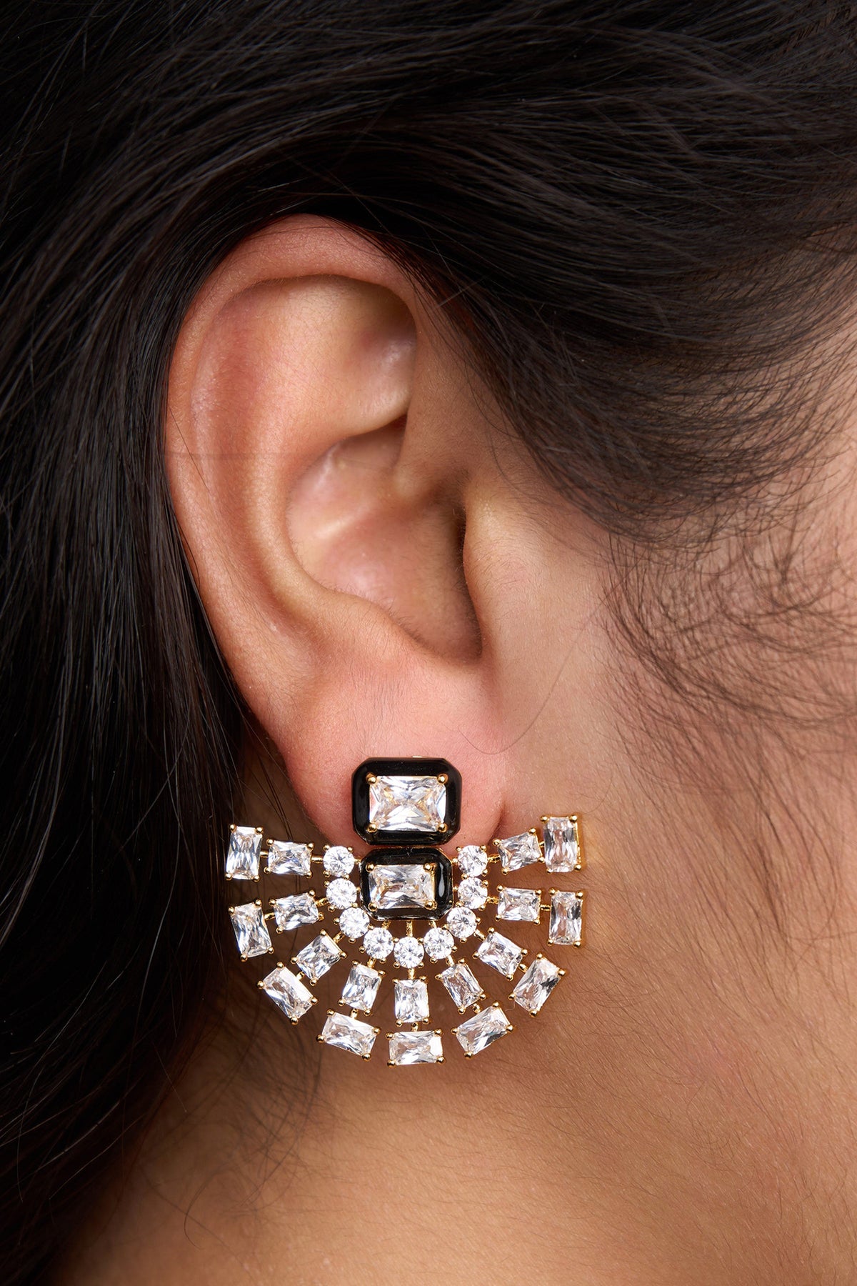 Fan Enamel Earrings