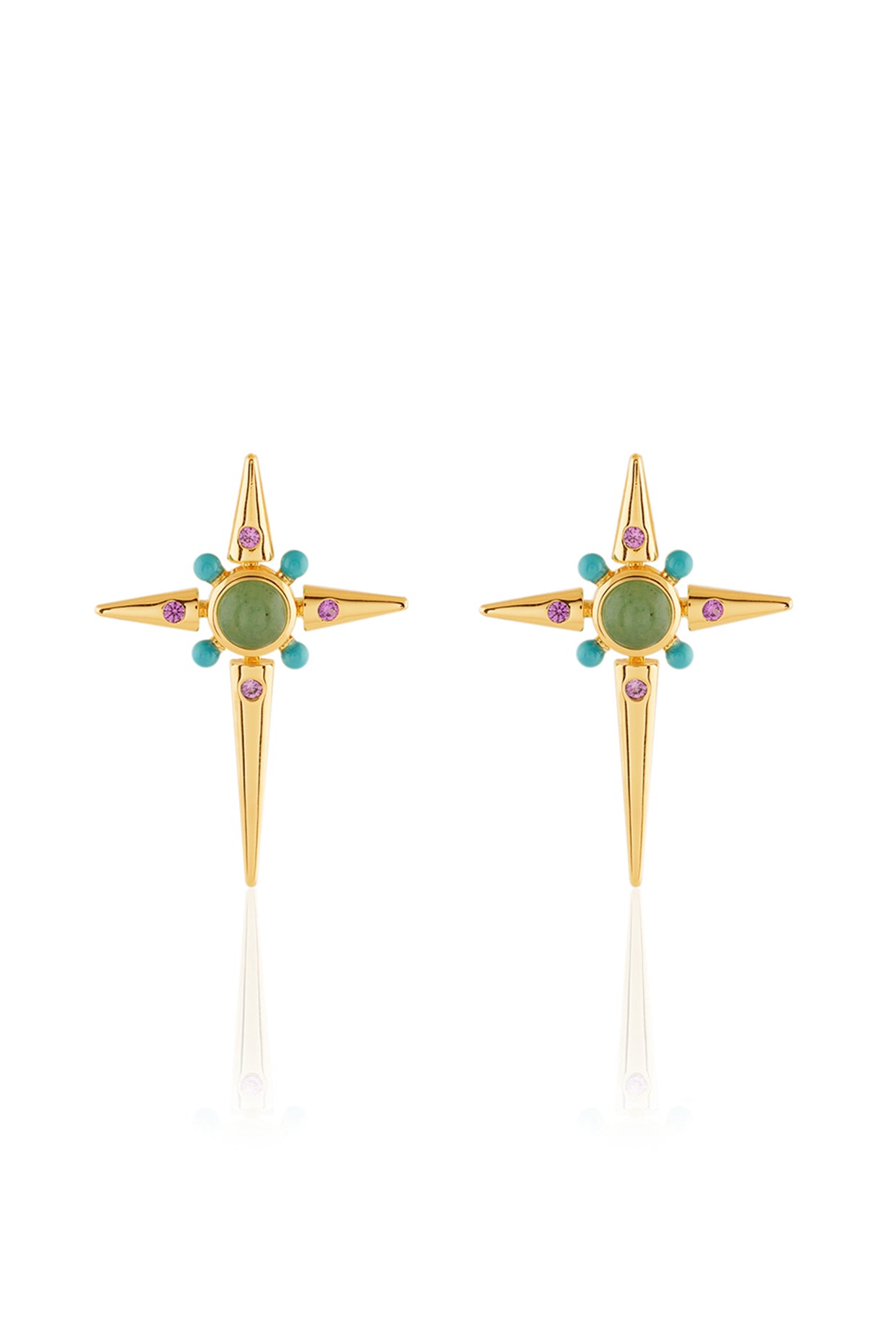 Cosmic Cross Studs In 18kt Gold Plated