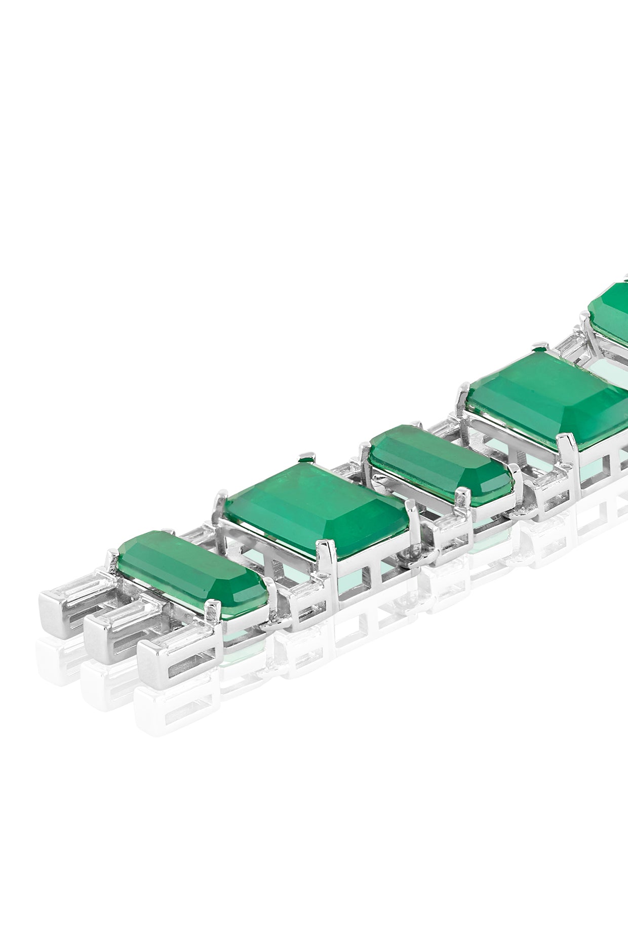 Lustra Emerald Hoops In Rhodium Plated