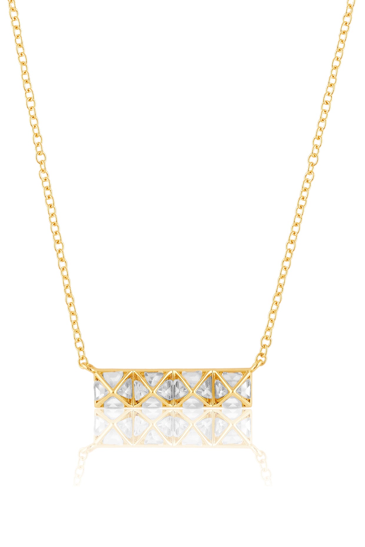 Pyramid Mirror Pendant Necklace 18Kt Gold Plated