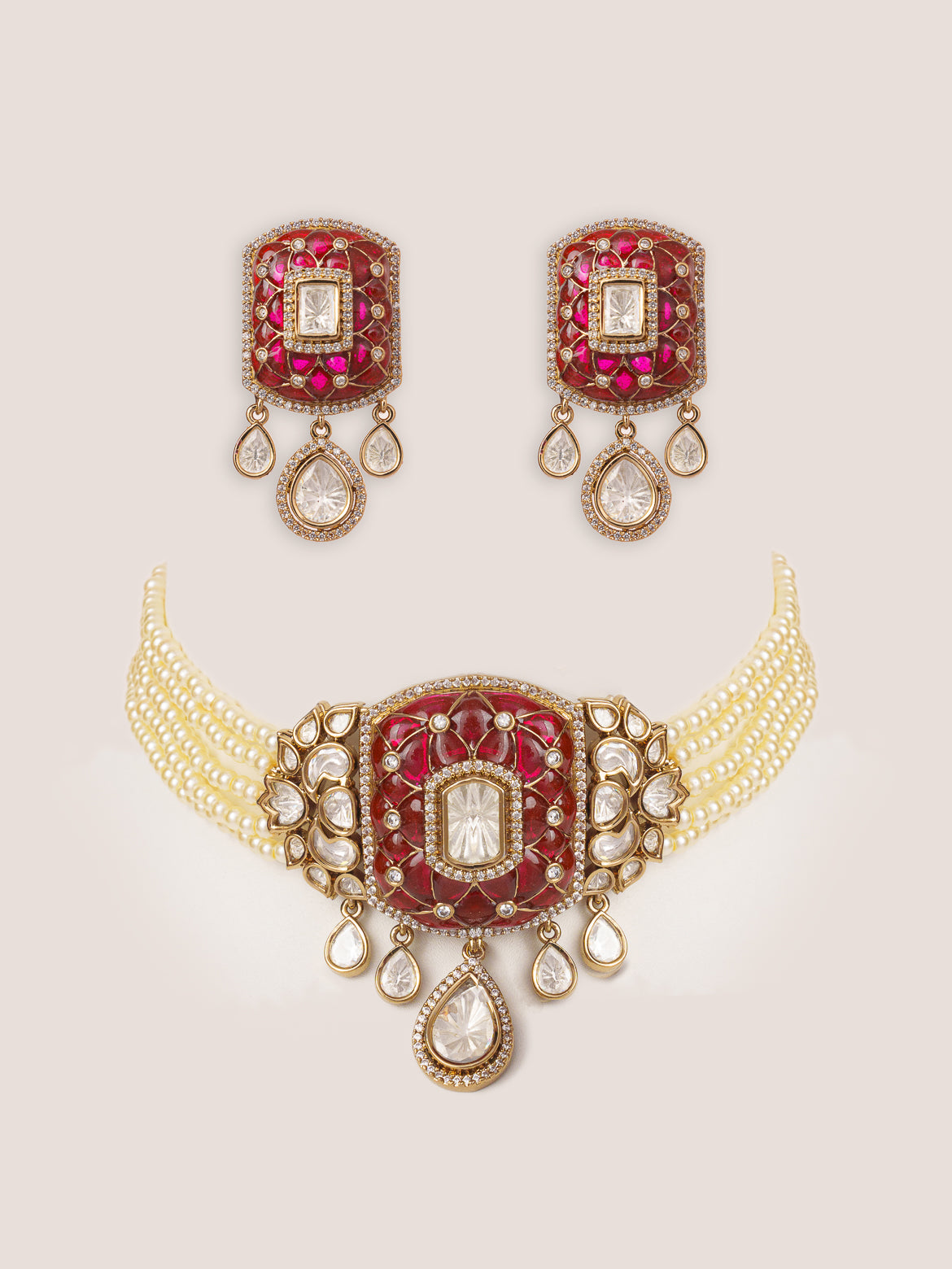 Kayra Pink Polki Choker