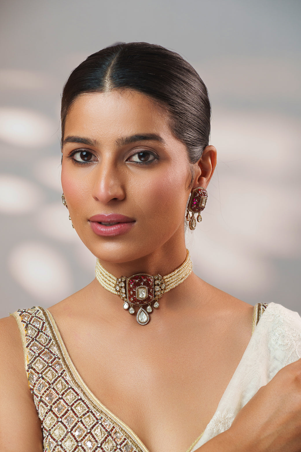 Kayra Pink Polki Choker