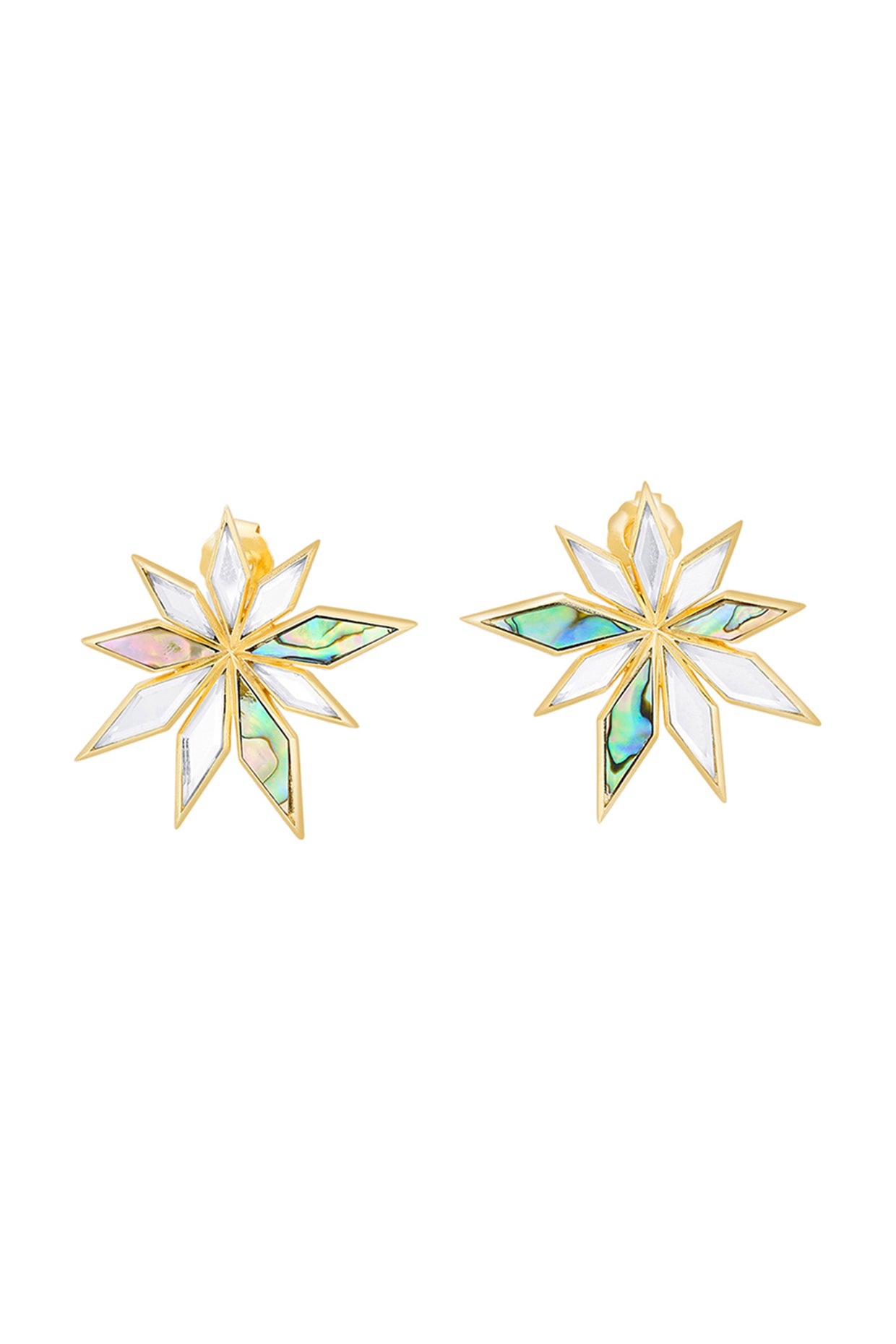 Demi Goddess Abstract Mirror Flower Stud Earrings 18Kt Gold Plated