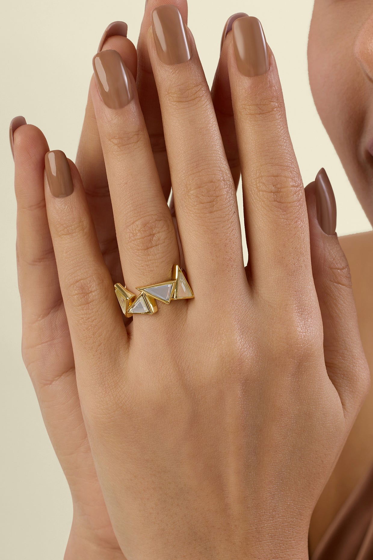 Demi Goddess Triangle Band Mirror Ring 18Kt Gold Plated