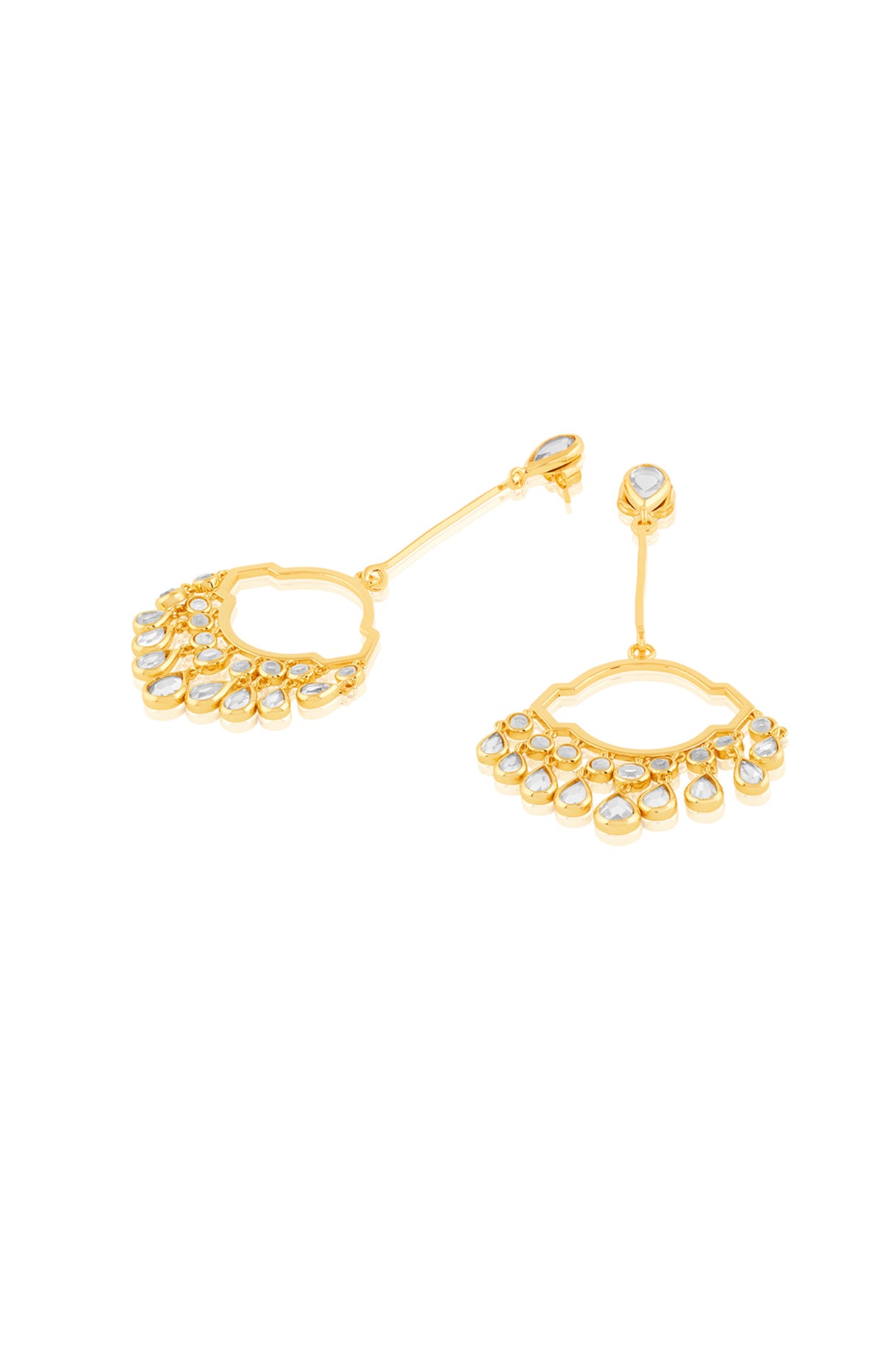 Decadence Decoded Mirror Long Chandelier Earrings In Gold 18Kt Gold Plated
