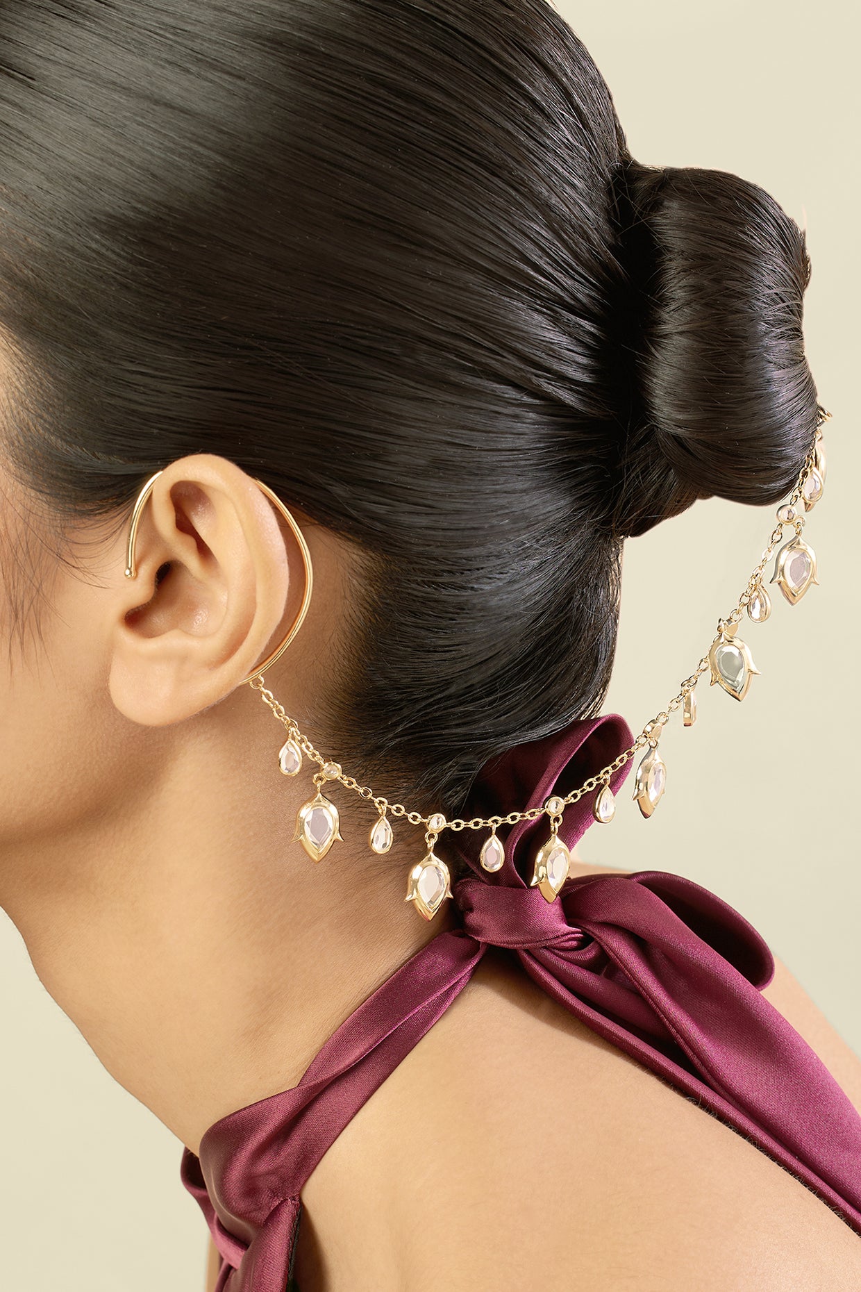 Altar Mirror Ear Chain In 18Kt Gold Plated