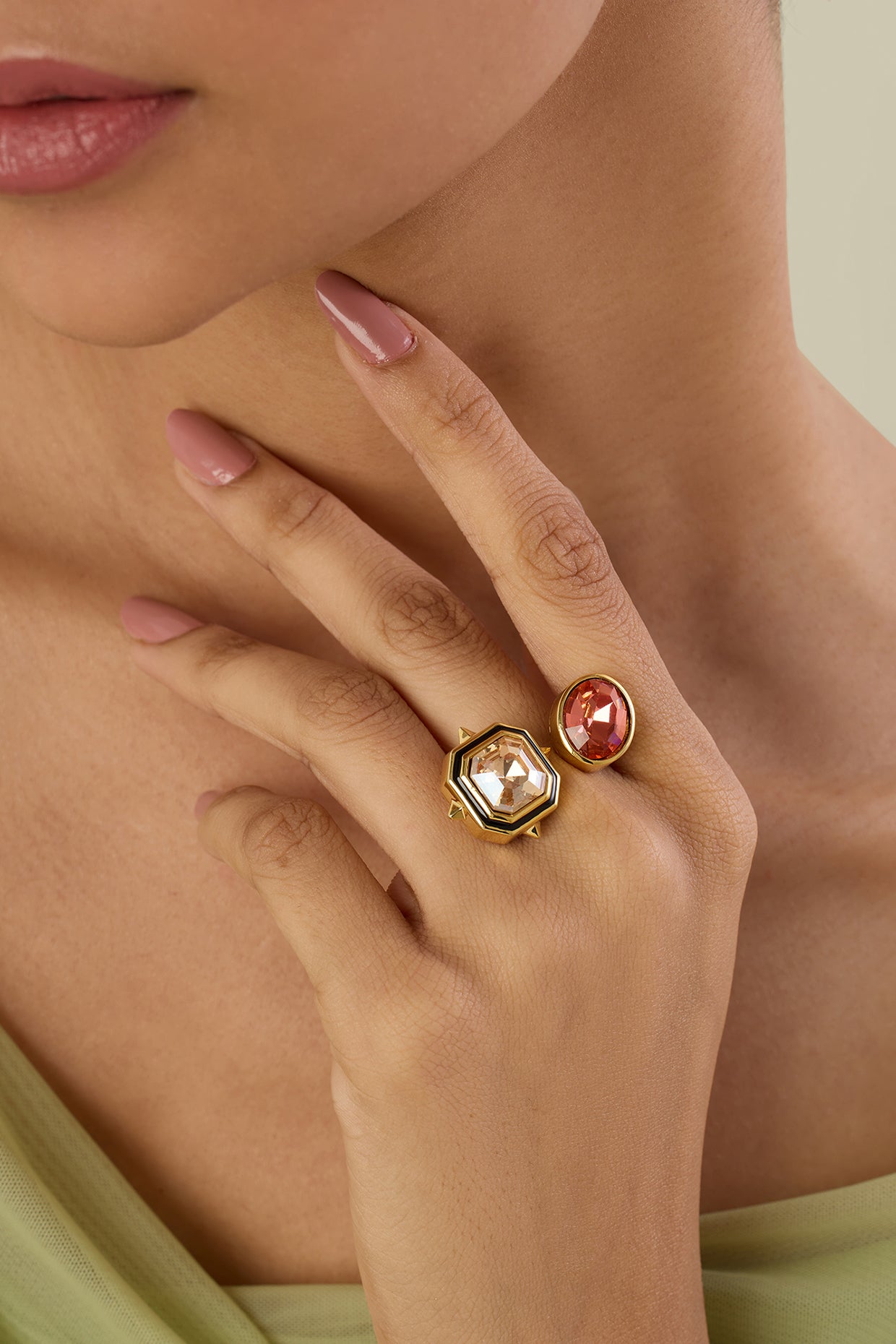 Starfall Front Open Ring 18kt Gold Plated