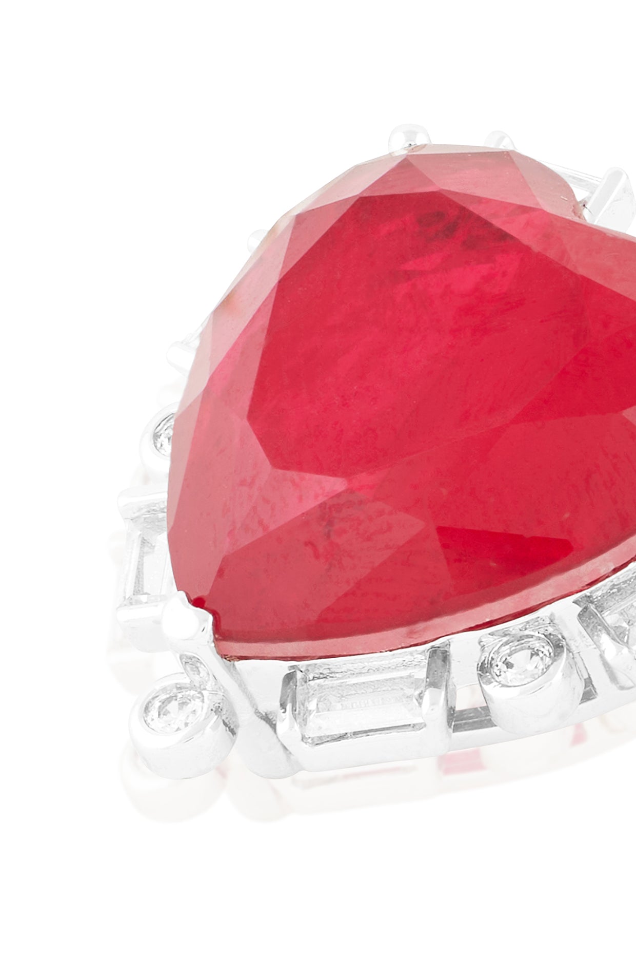 Crimson Heart Luxe Studs In Rhodium Plating