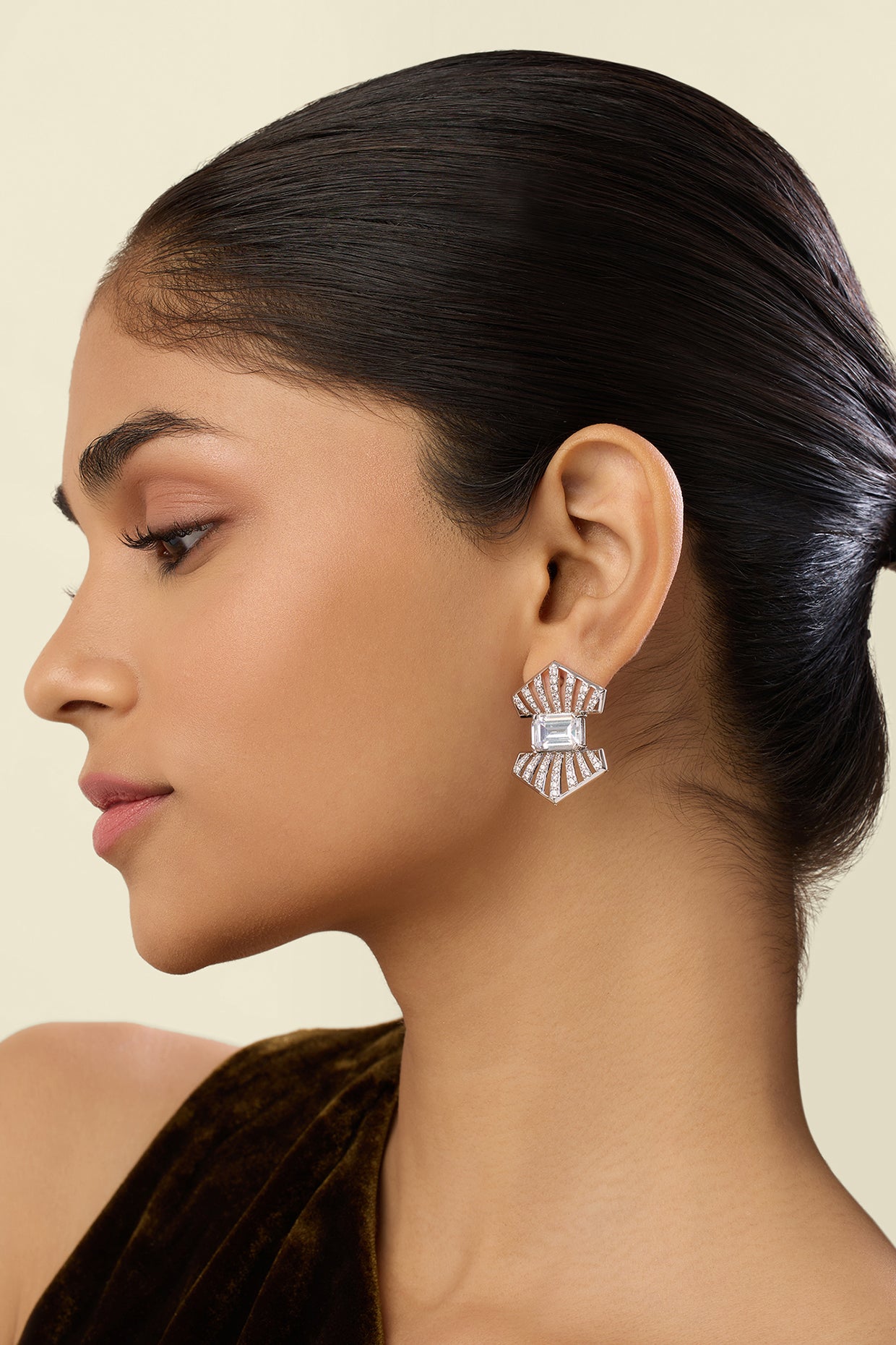 Jazzline Deco Studs In Rhodium Plated