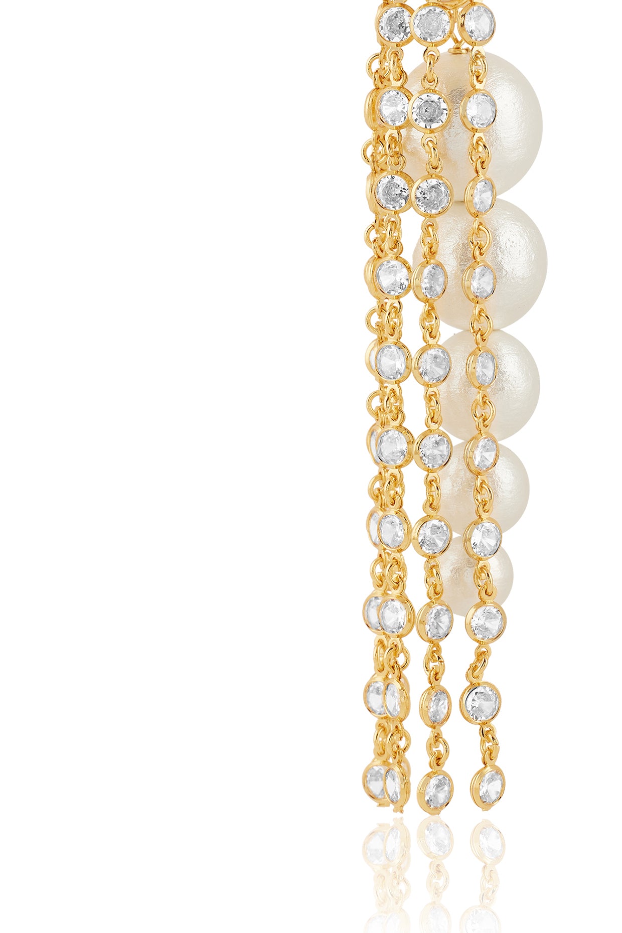 Limelight Pearl & Chain Long Earrings 18Kt Gold Plated