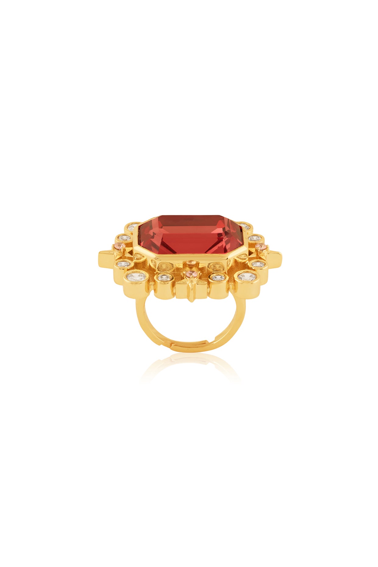 Ruby Lyric Statement Ring In 18Kt Gold Plated