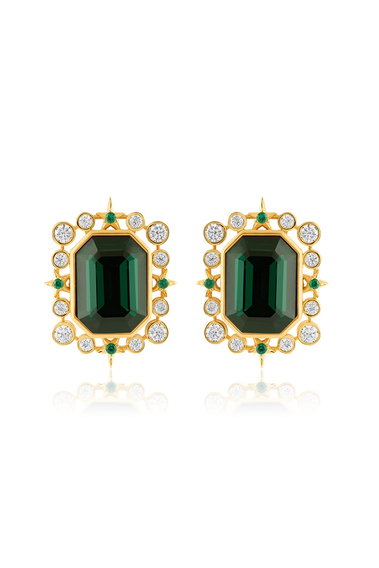 Emerald Twilight Stud Earrings In 18Kt Gold Plated