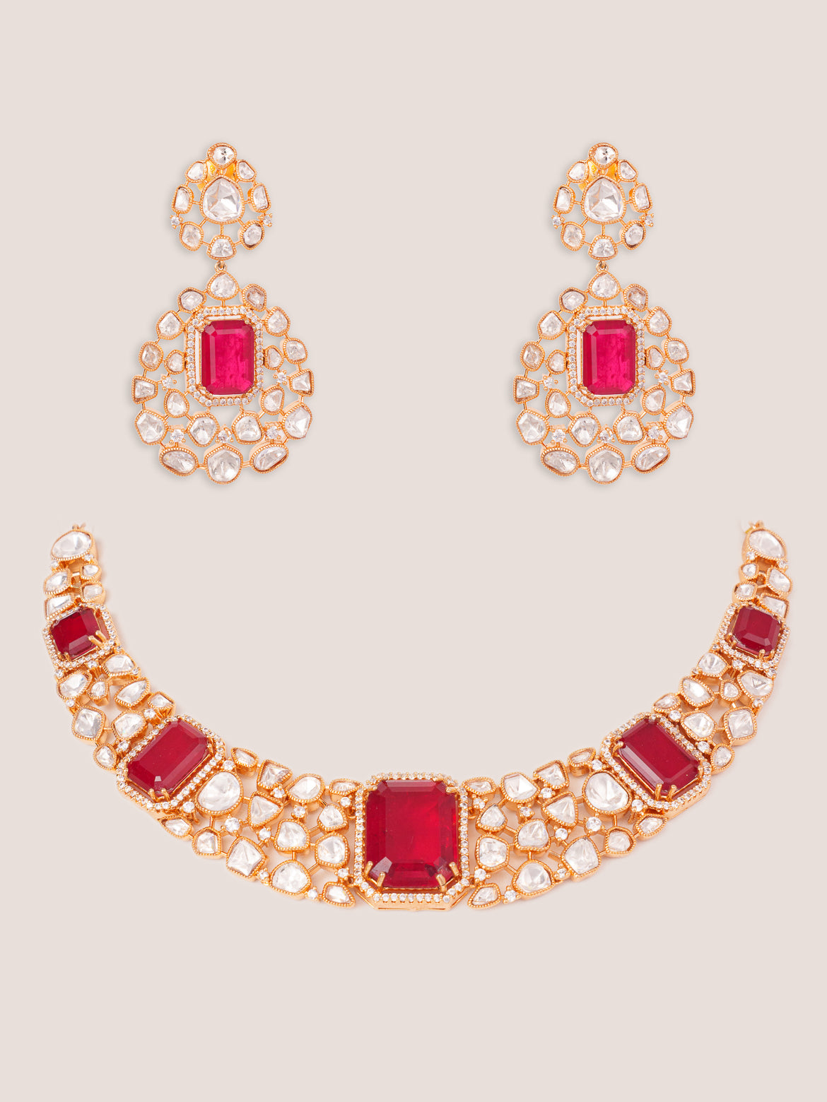 Samika Red Kundan Necklace Set