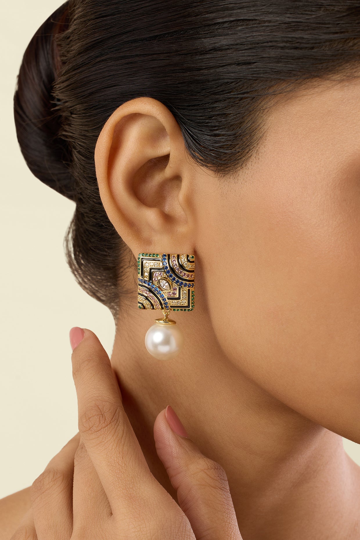 Remedios Pearl Danglers In 18Kt Gold Plated