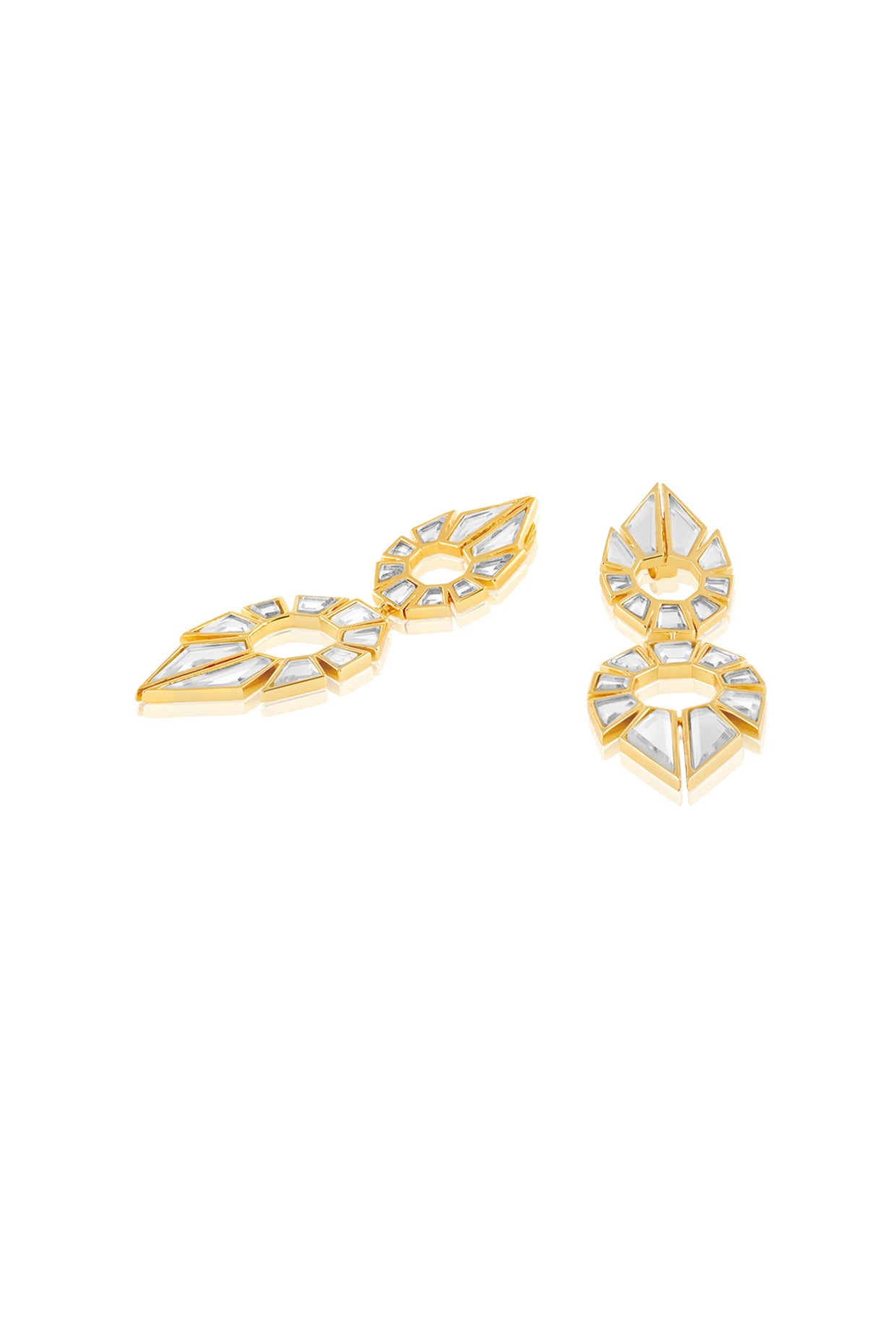 Bombay Deco Statement Mirror Earrings 18Kt Gold Plated