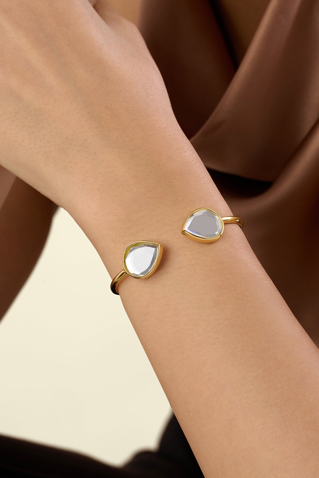 Dew Drop Mirror Slim Cuff 18Kt Gold Plated