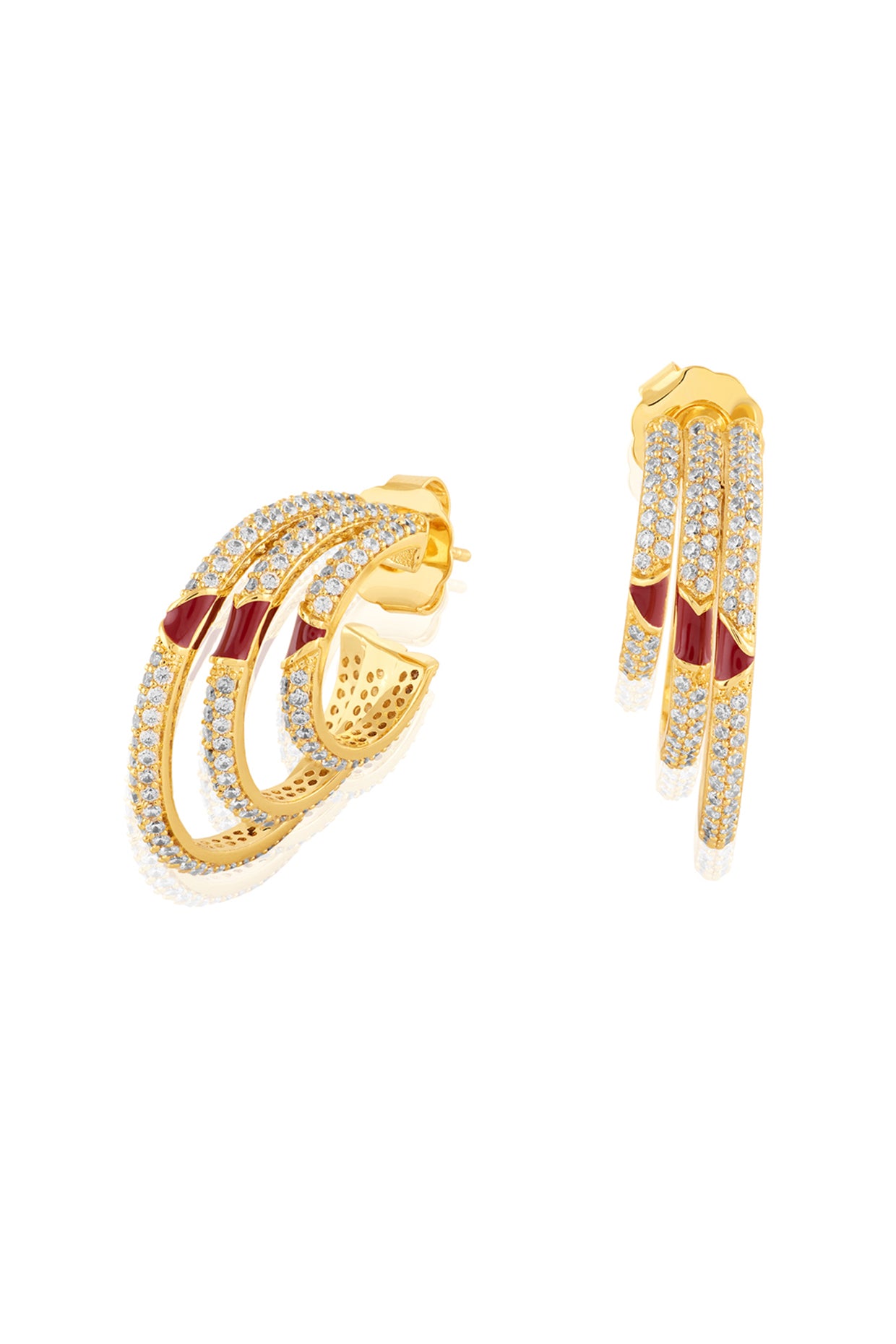 Eclipta Triple Hoops In 18Kt Gold Plated