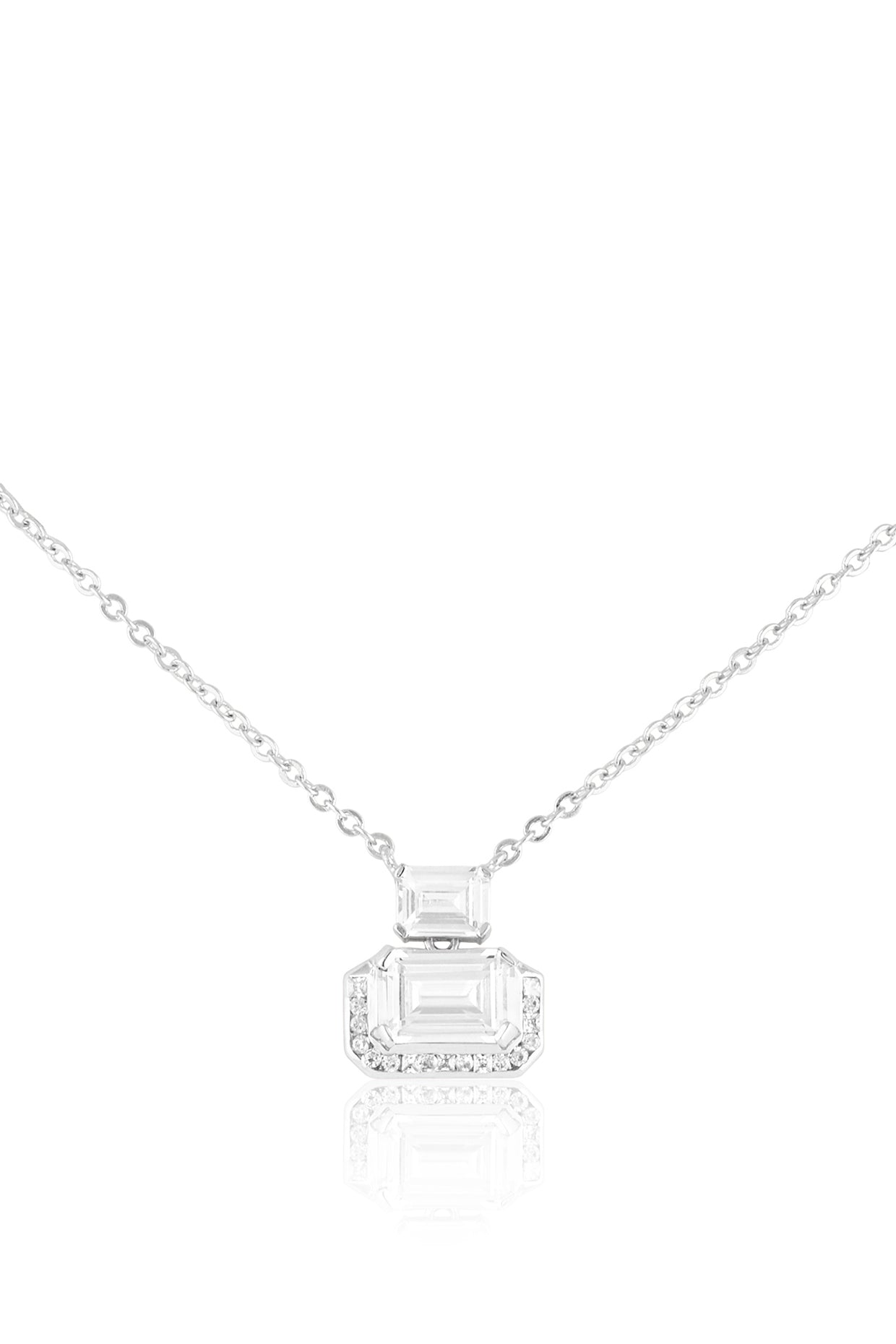 Glint Haus Pendant Necklace In Rhodium Plated