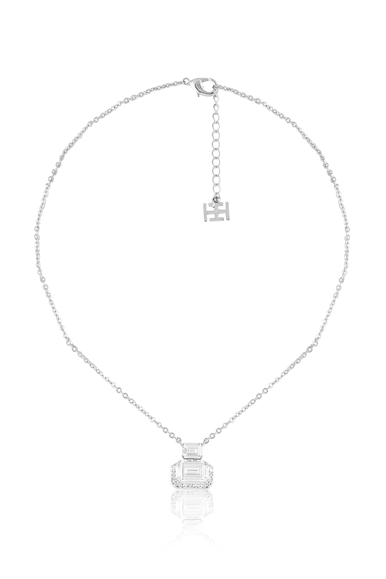 Glint Haus Pendant Necklace In Rhodium Plated