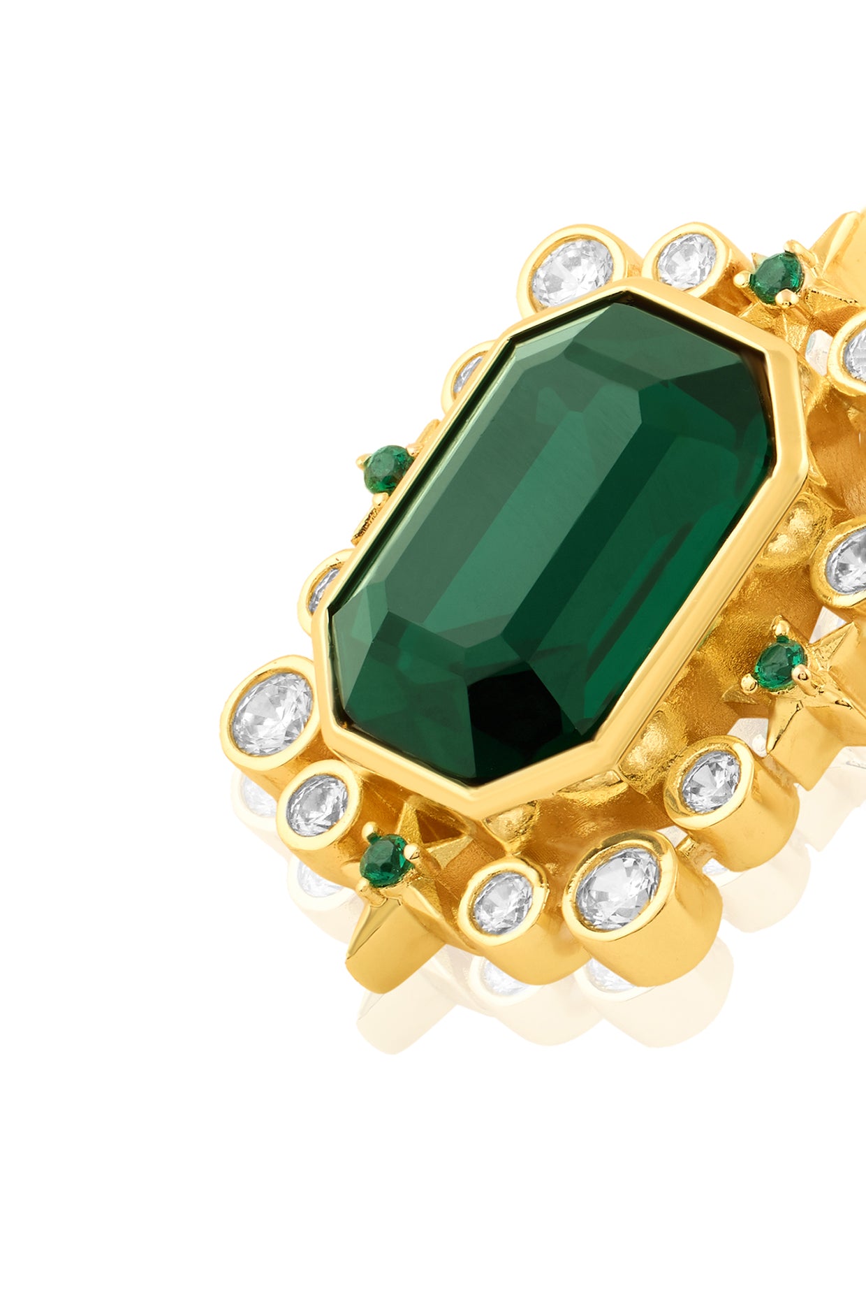 Emerald Twilight Stud Earrings In 18Kt Gold Plated