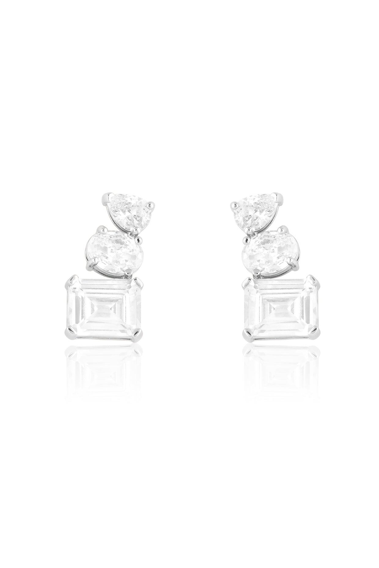 Symmetra Diamante Studs In Rhodium Plated