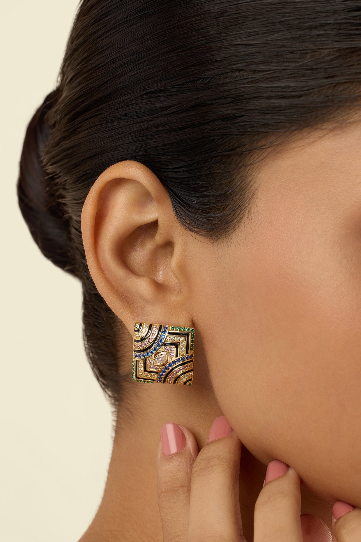 Delyra Square Studs In 18Kt Gold Plated