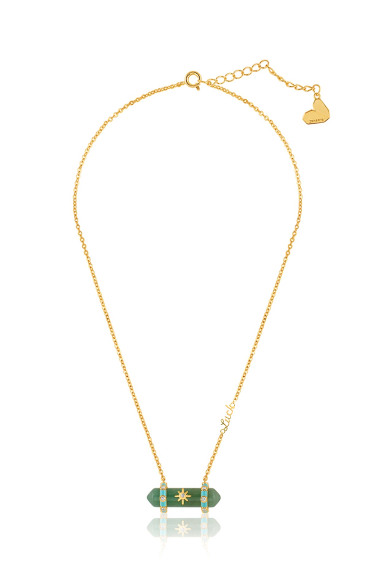 Green Aventurine Pendant Necklace In 18kt Gold Plated