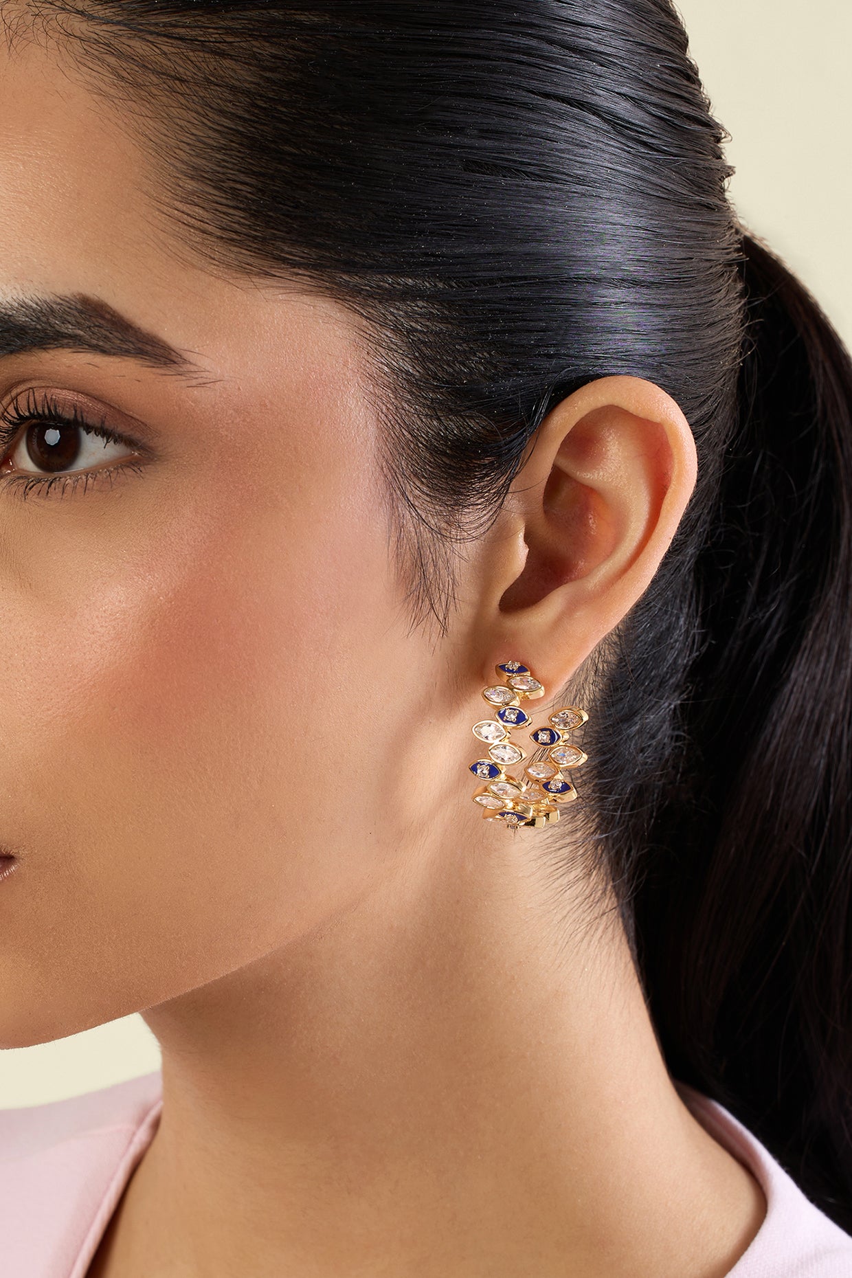 Celestia Eye Hoops In 18kt Gold Plated