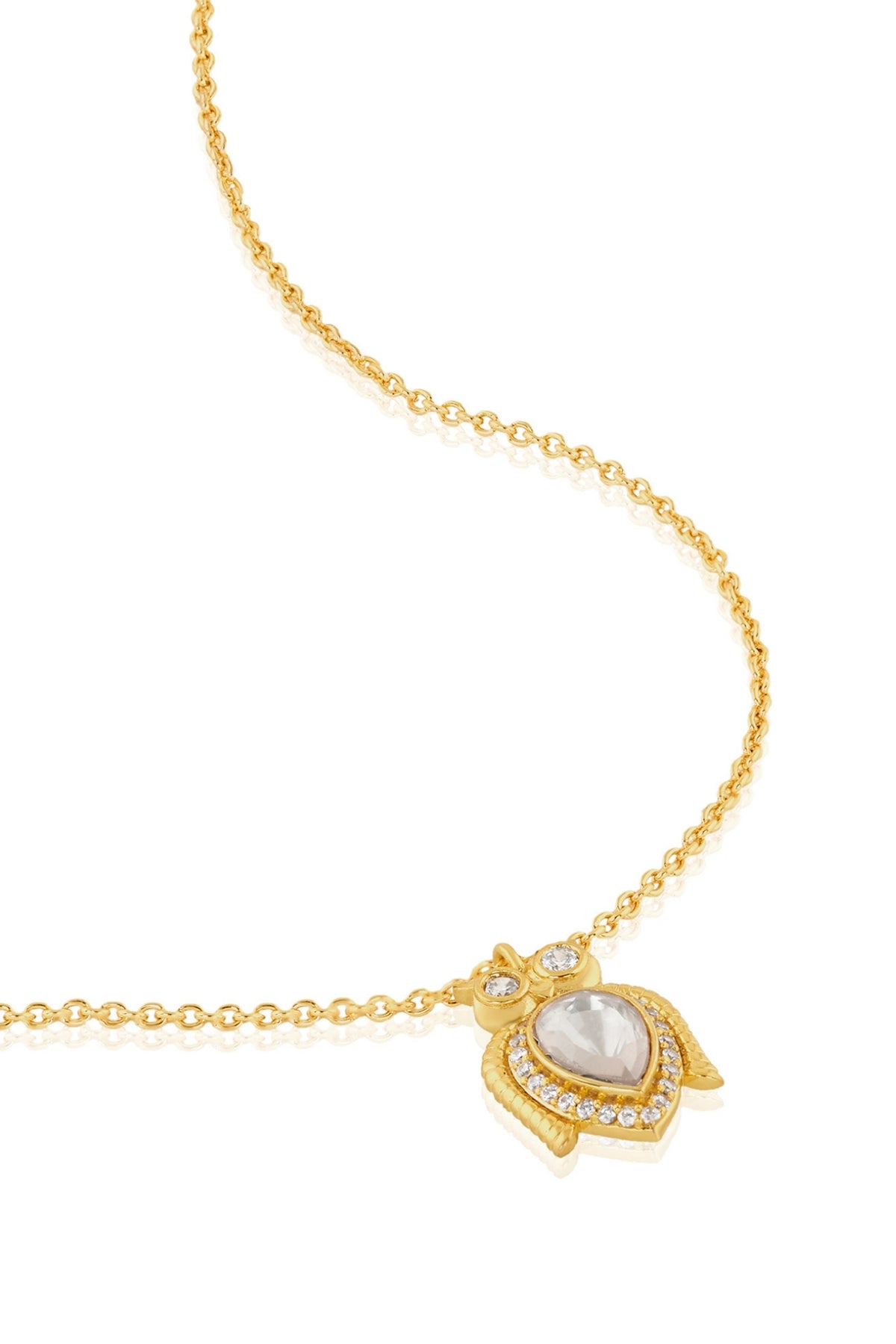 Polki Enchanted Palace Owl Pendant Necklace