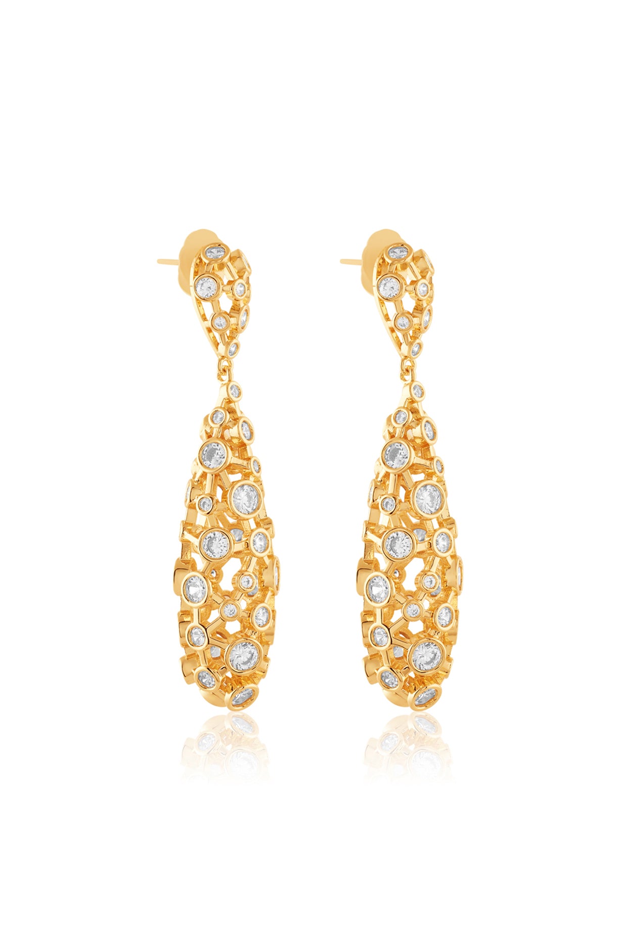 Espelho Long Drop Earrings In 18Kt Gold Plated